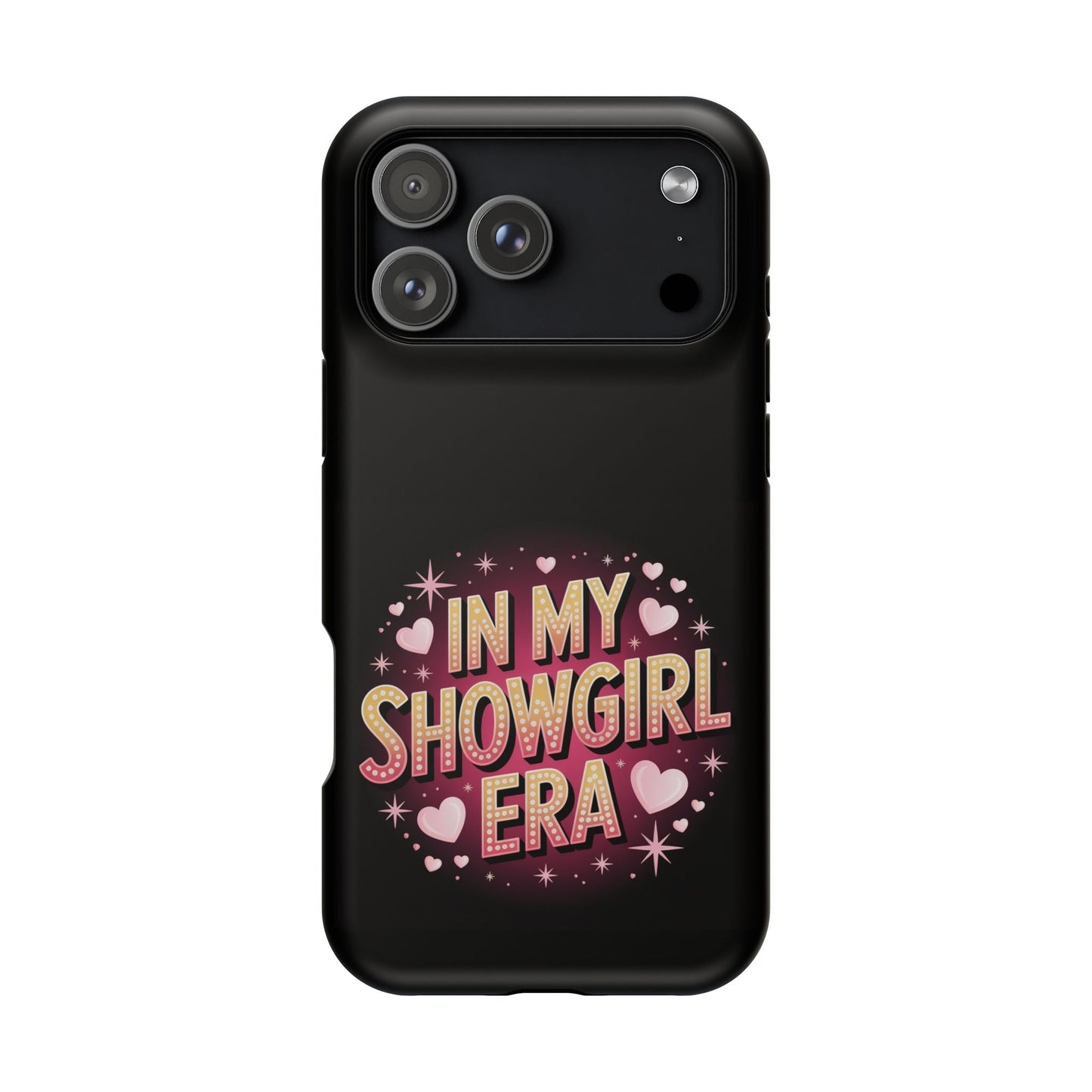 iPhone tough case with In My Showgirl Era vibrant photo-realistic print, durable dual-layer MagSafe compatible design