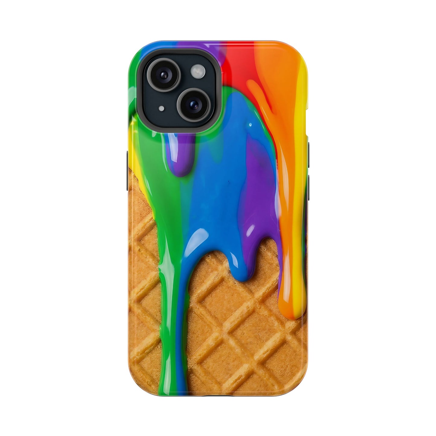 Waffle Rainbow Drip iPhone Case MagSafe Tough Protective Colorful Phone Case