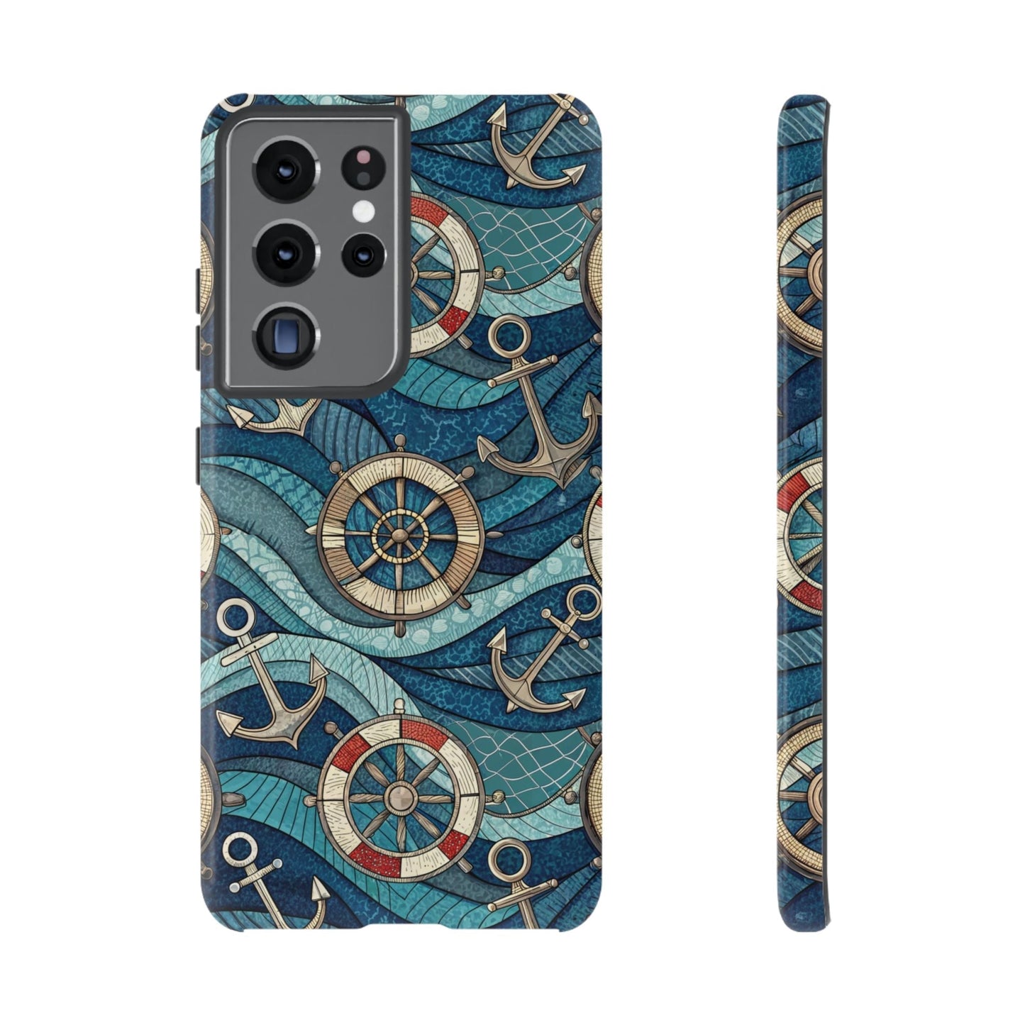 Samsung Tough Case with nautical anchor and life preserver design, durable shock-absorbing protective cover for Samsung Galaxy phones
