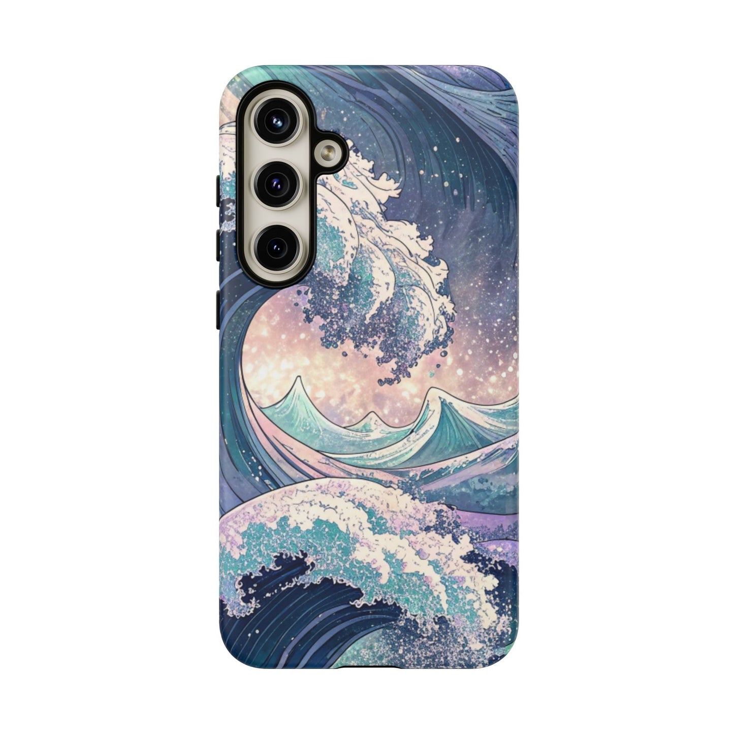 Crashing Waves Samsung tough phone case with durable materials and beach-inspired 3D wave design for Samsung Galaxy models.