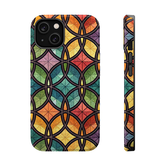 Rainbow Stain Glass iPhone Case – Durable MagSafe® Tough Phone Cover with Colorful Artistic Design