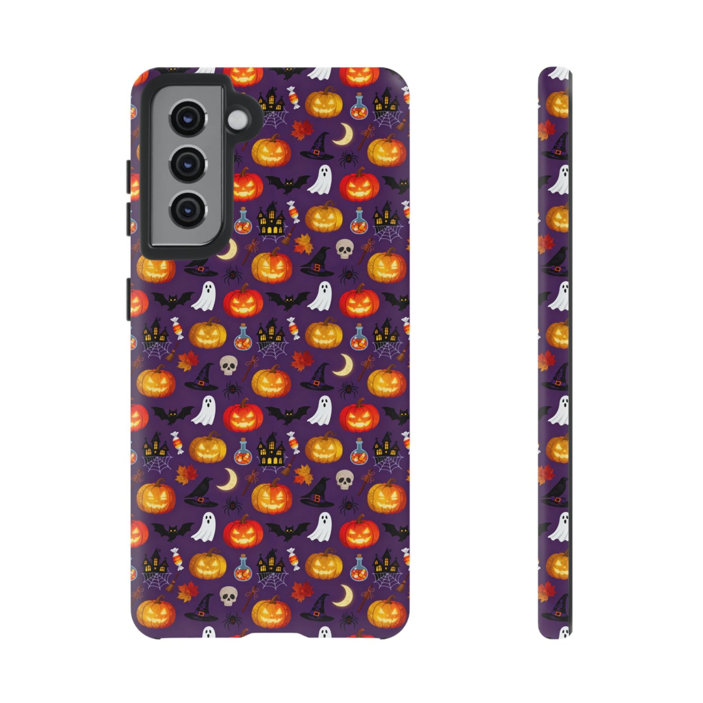 Halloween Pattern Tough Phone Case — Cute Pumpkin, Ghost & Skull