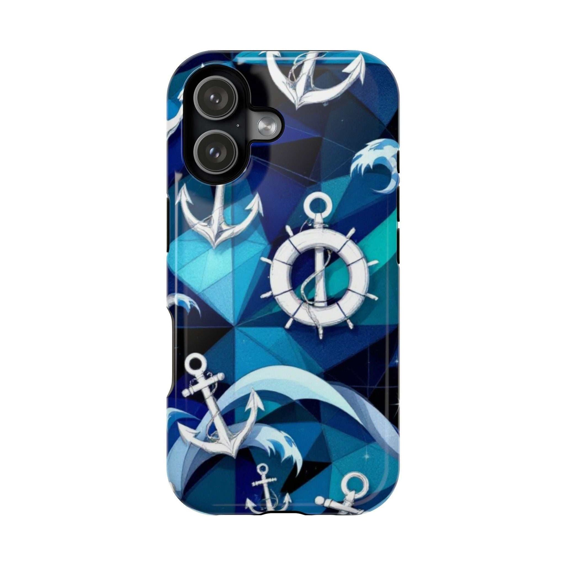 Nautical Anchors iPhone case with maritime design, durable dual-layer protection, and MagSafe compatibility