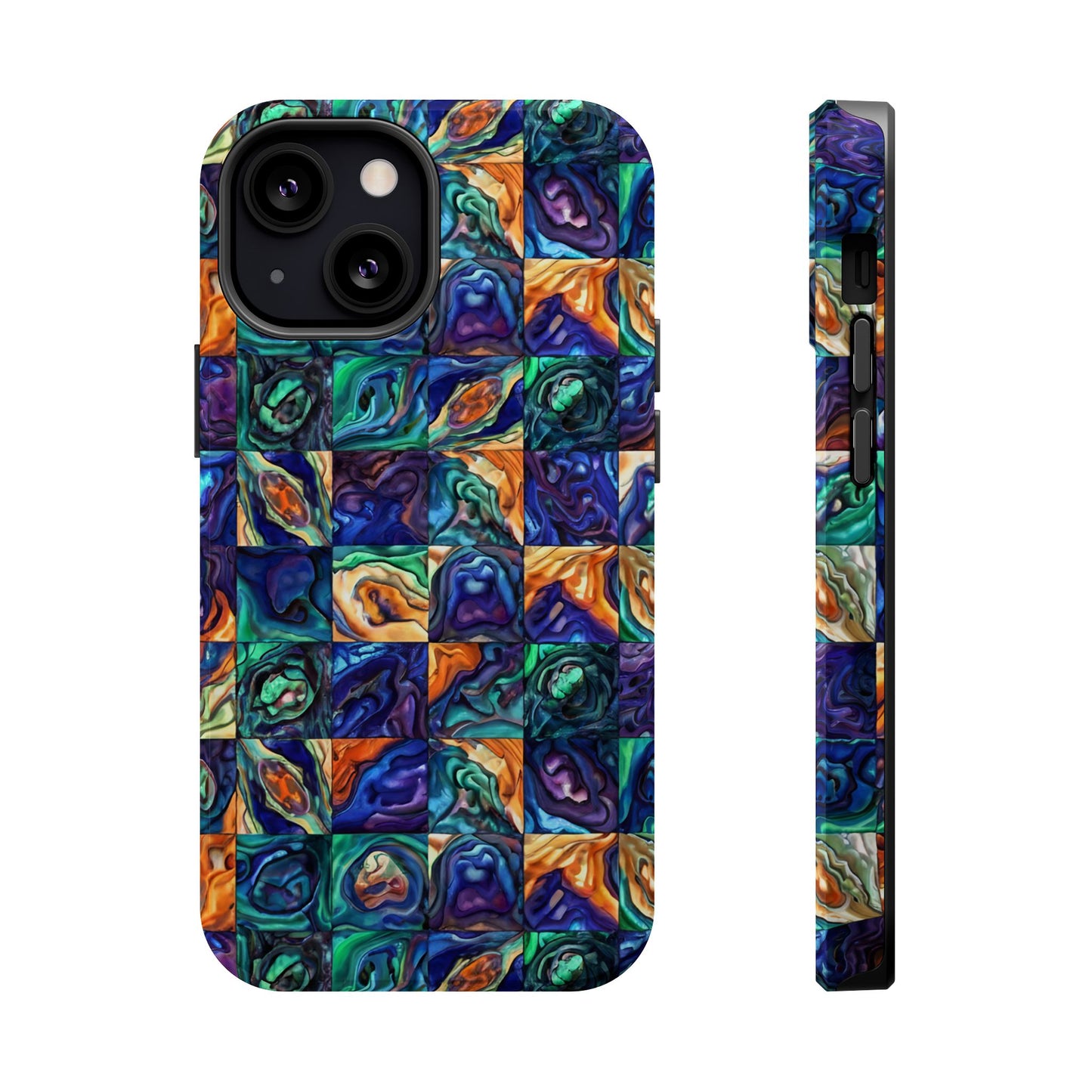 Abstract Purple & Green Seascape Magnetic Impact-Resistant iPhone Case