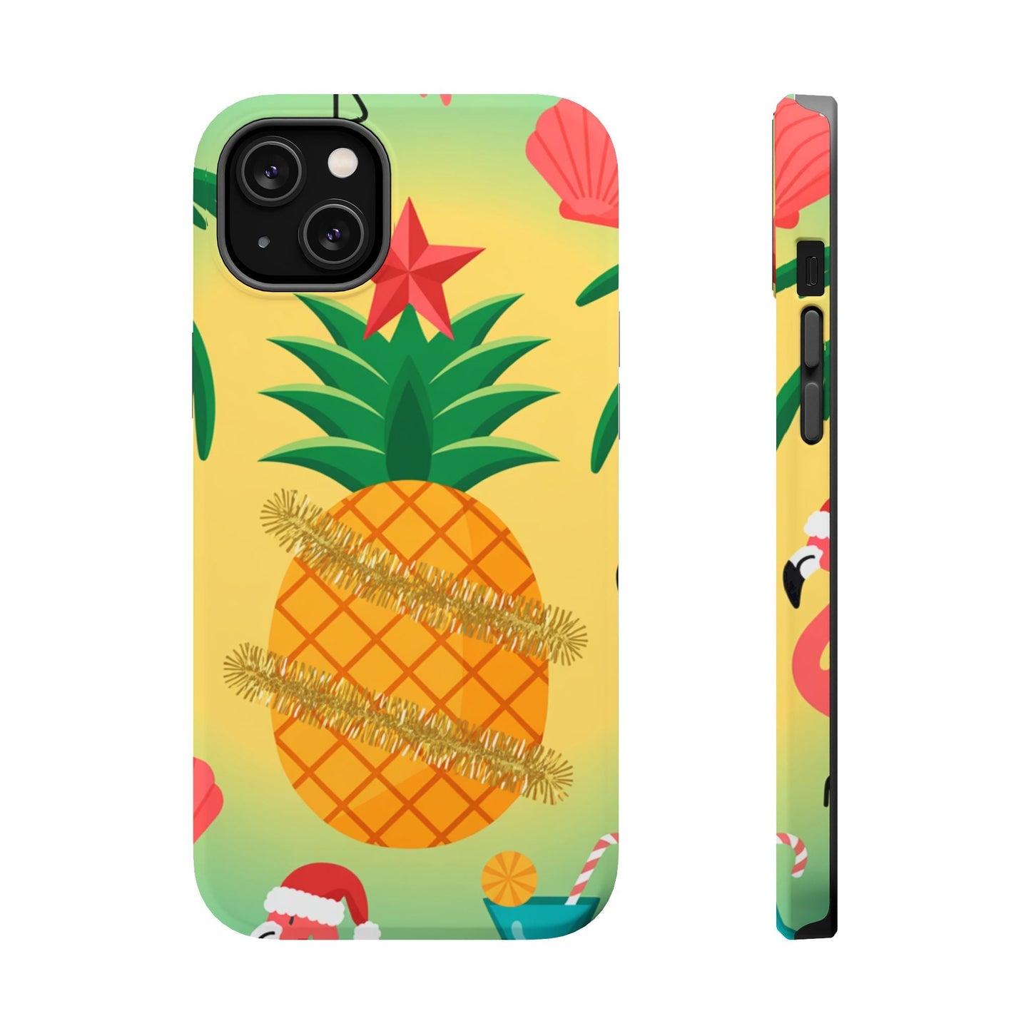 iPhone case with festive pineapple Christmas design and MagSafe compatibility