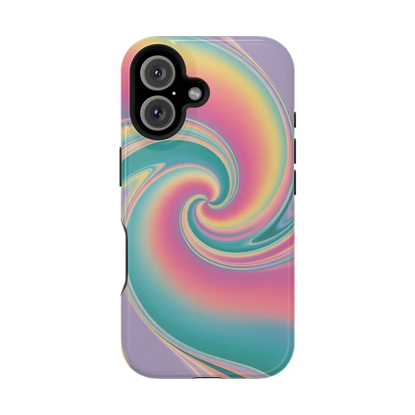 Colorful Vibrant Cotton Candy swirl iPhone tough protective case with MagSafe compatibility