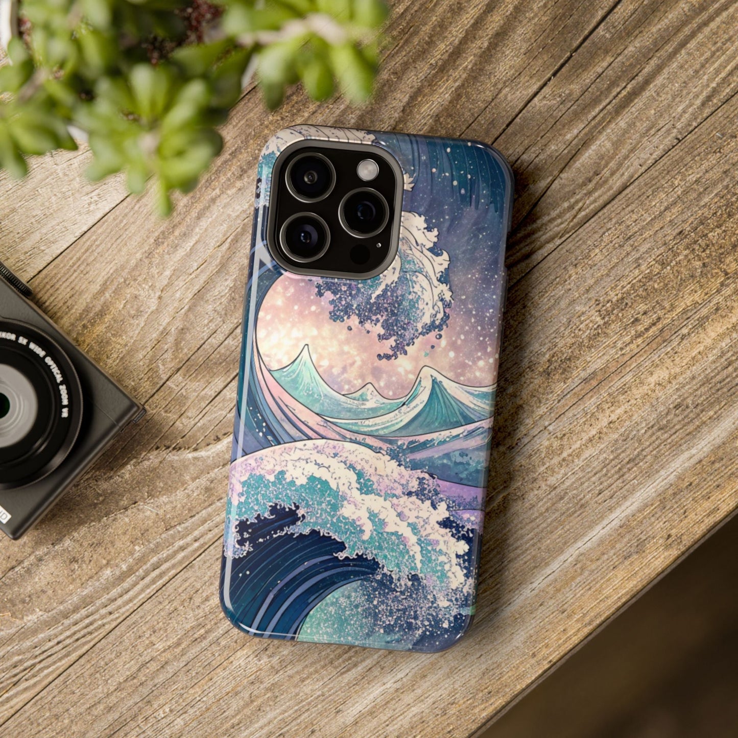 Crashing Waves Design iPhone case with ocean wave art and MagSafe protection