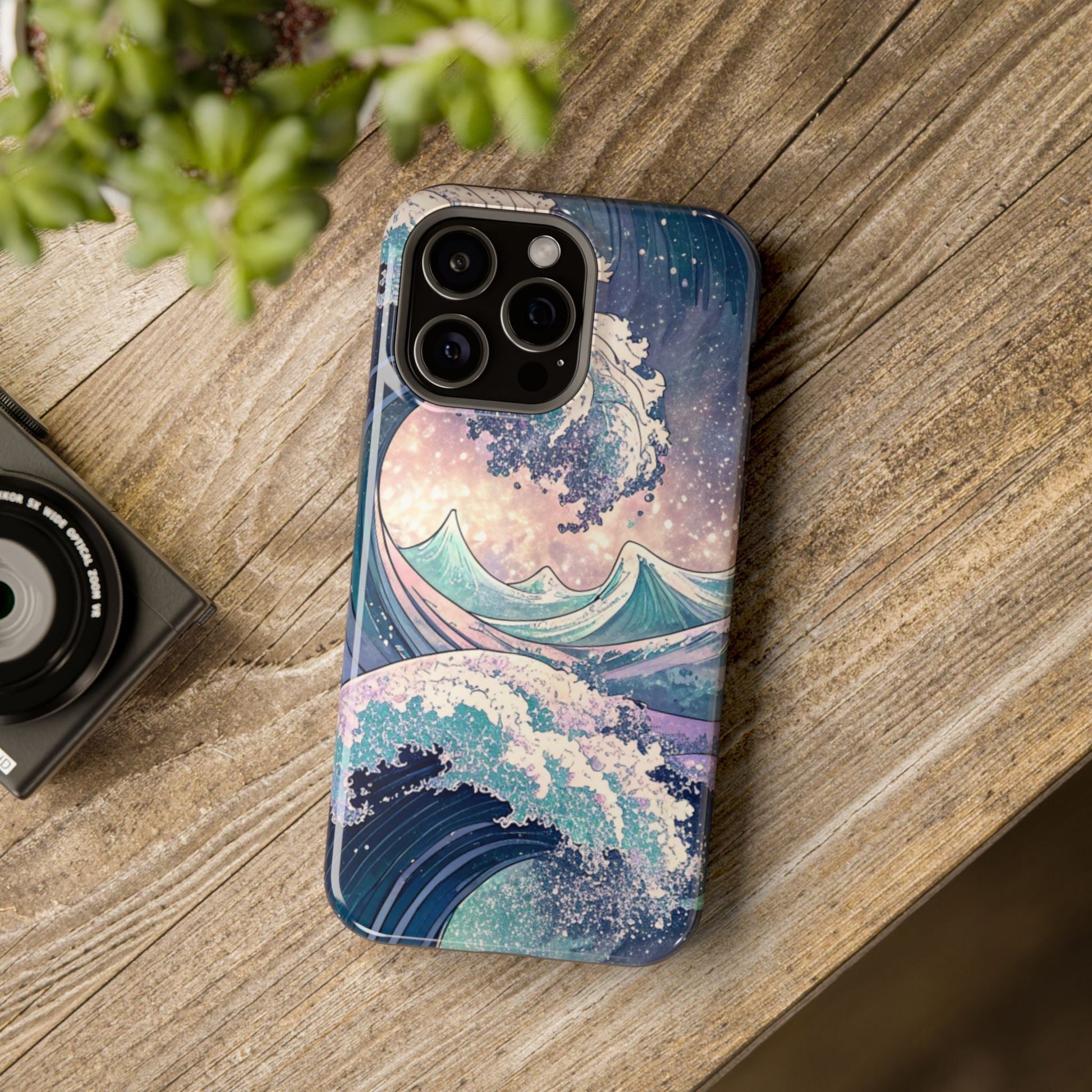 Crashing Waves Design iPhone case with ocean wave art and MagSafe protection