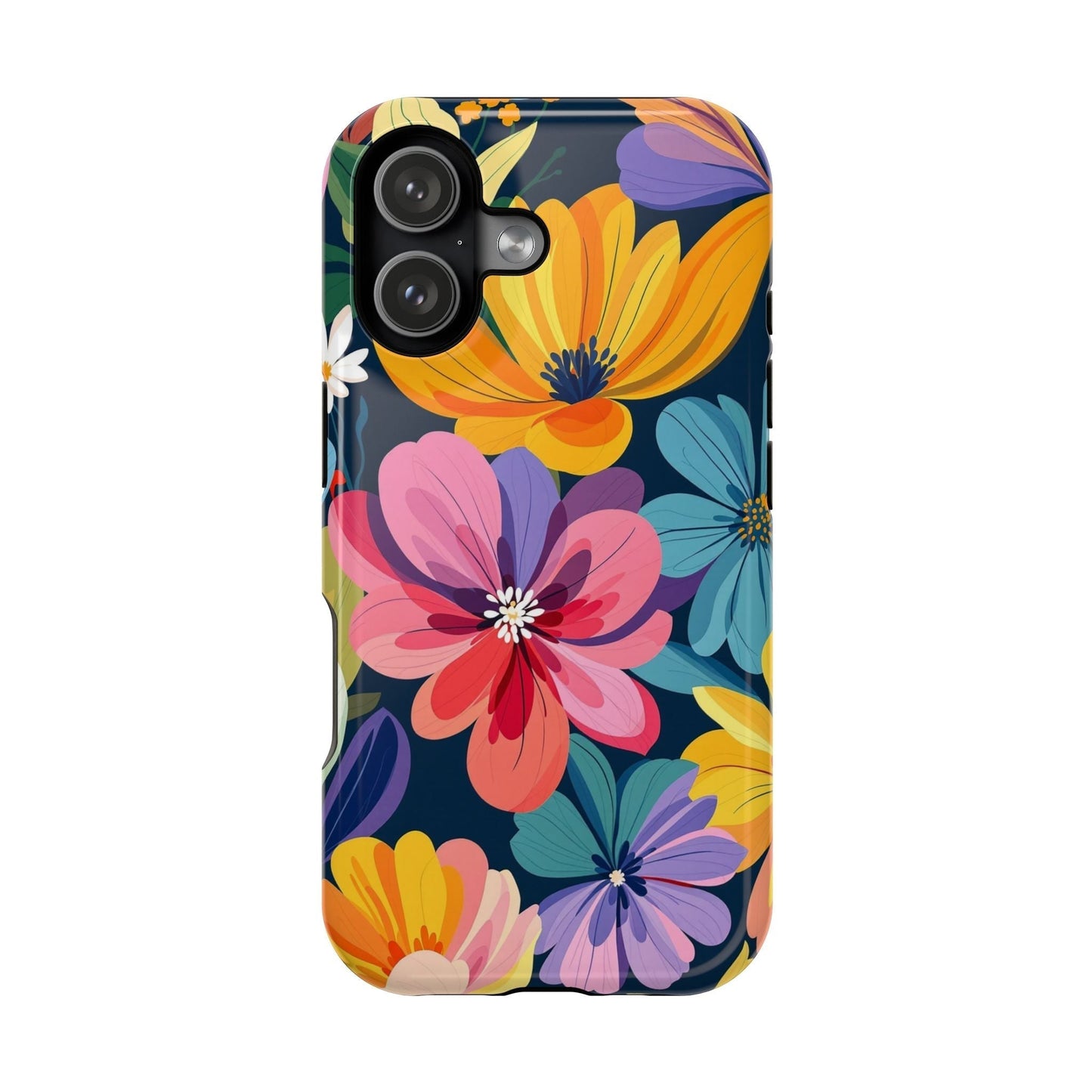 iPhone 17 case with colorful floral design and MagSafe compatibility