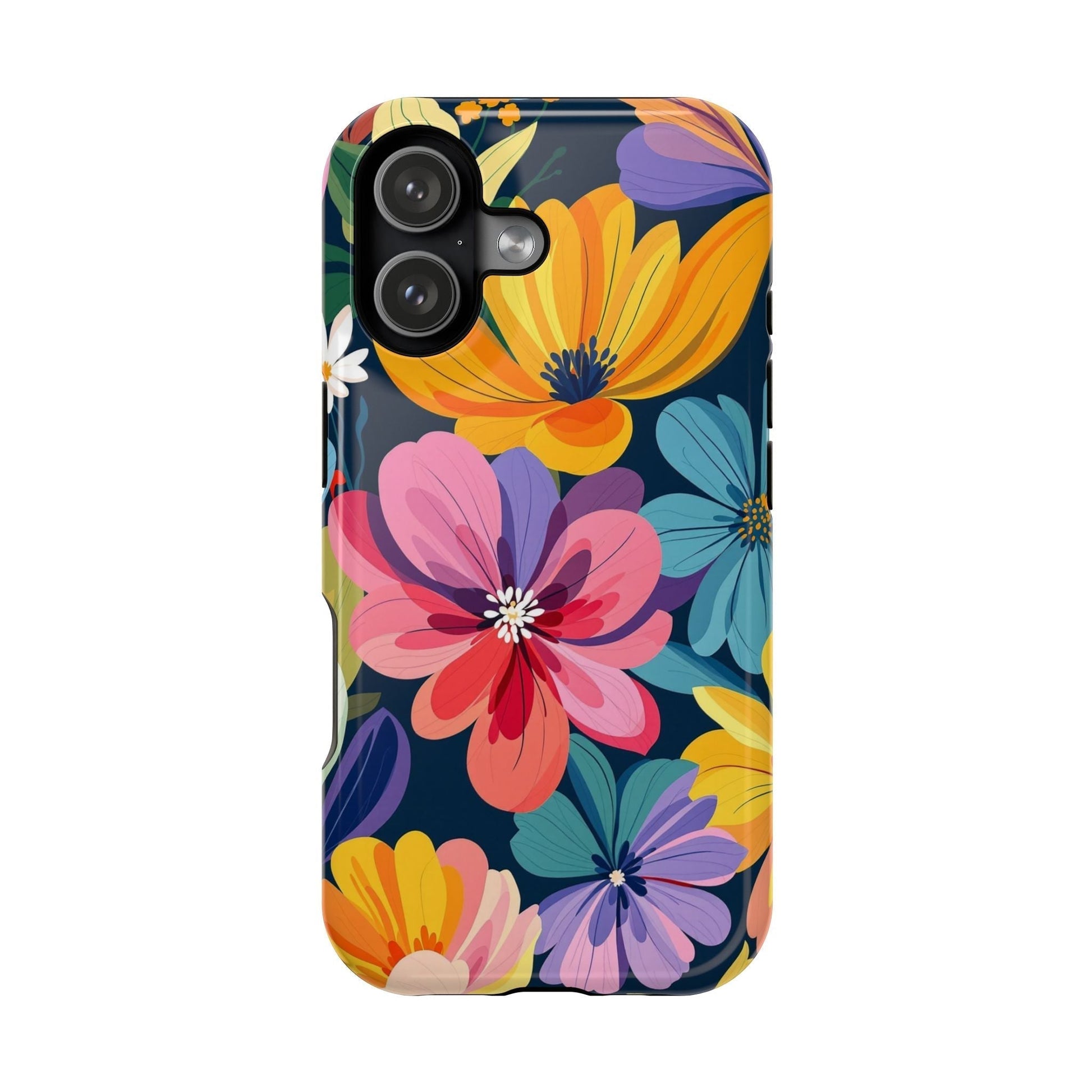 iPhone 17 case with colorful floral design and MagSafe compatibility