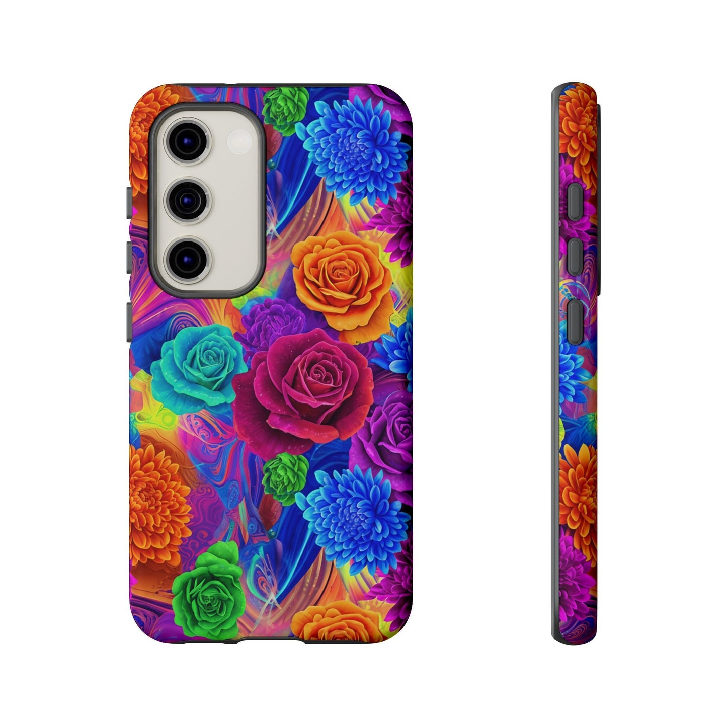 Vibrant Floral Samsung Phone Case with colorful flower design and protective TPU silicone liner