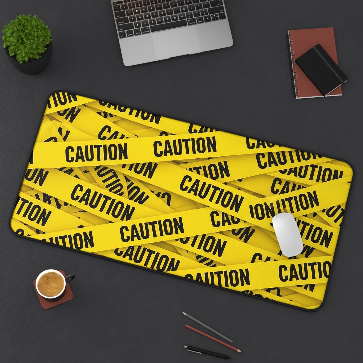 Desk Mat - Caution Tape Filled