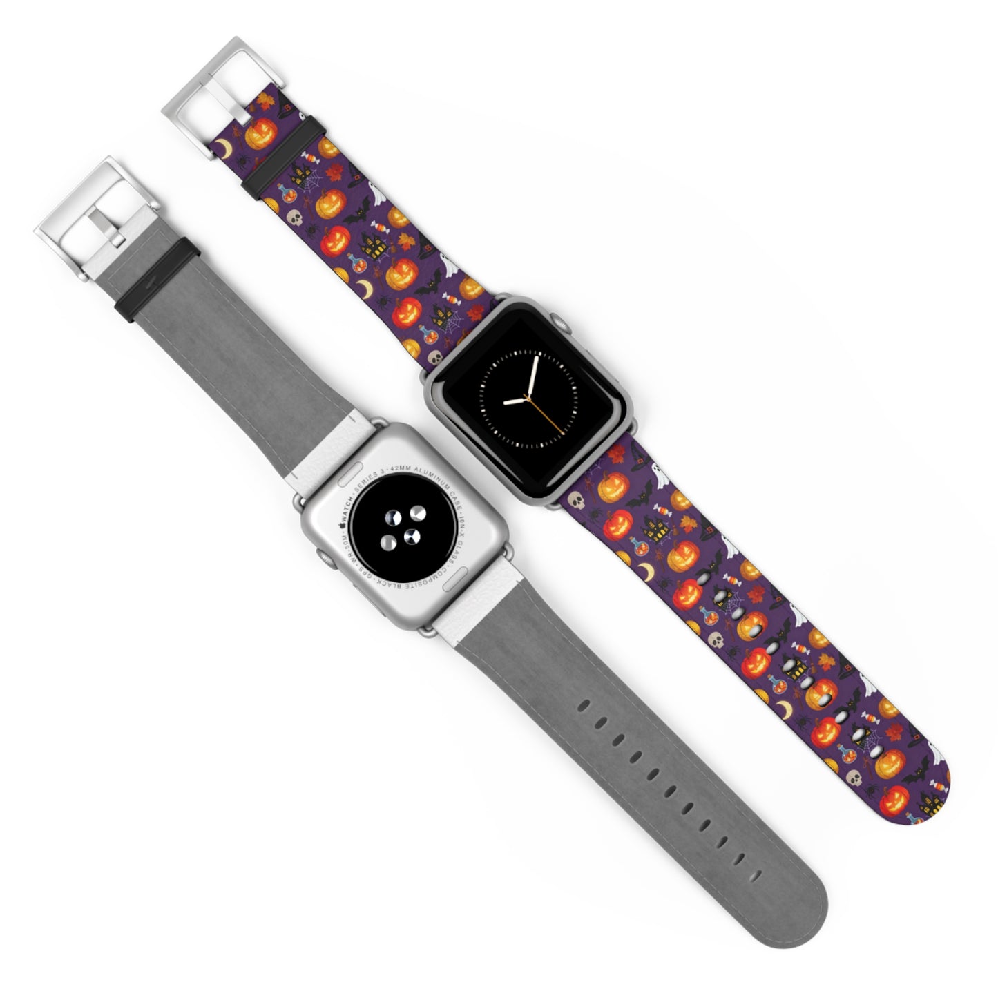 Halloween Pumpkin Pattern Watch Band — Spooky Orange Jack-O'-Lantern Apple Watch Strap