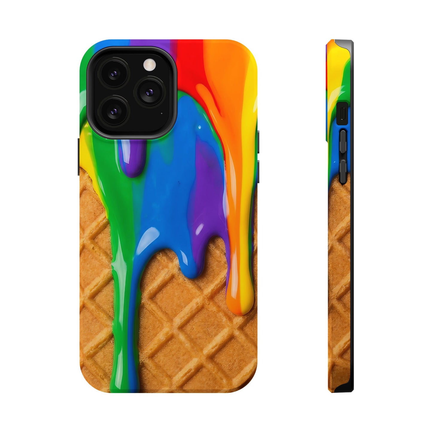 Waffle Rainbow Drip iPhone Case MagSafe Tough Protective Colorful Phone Case