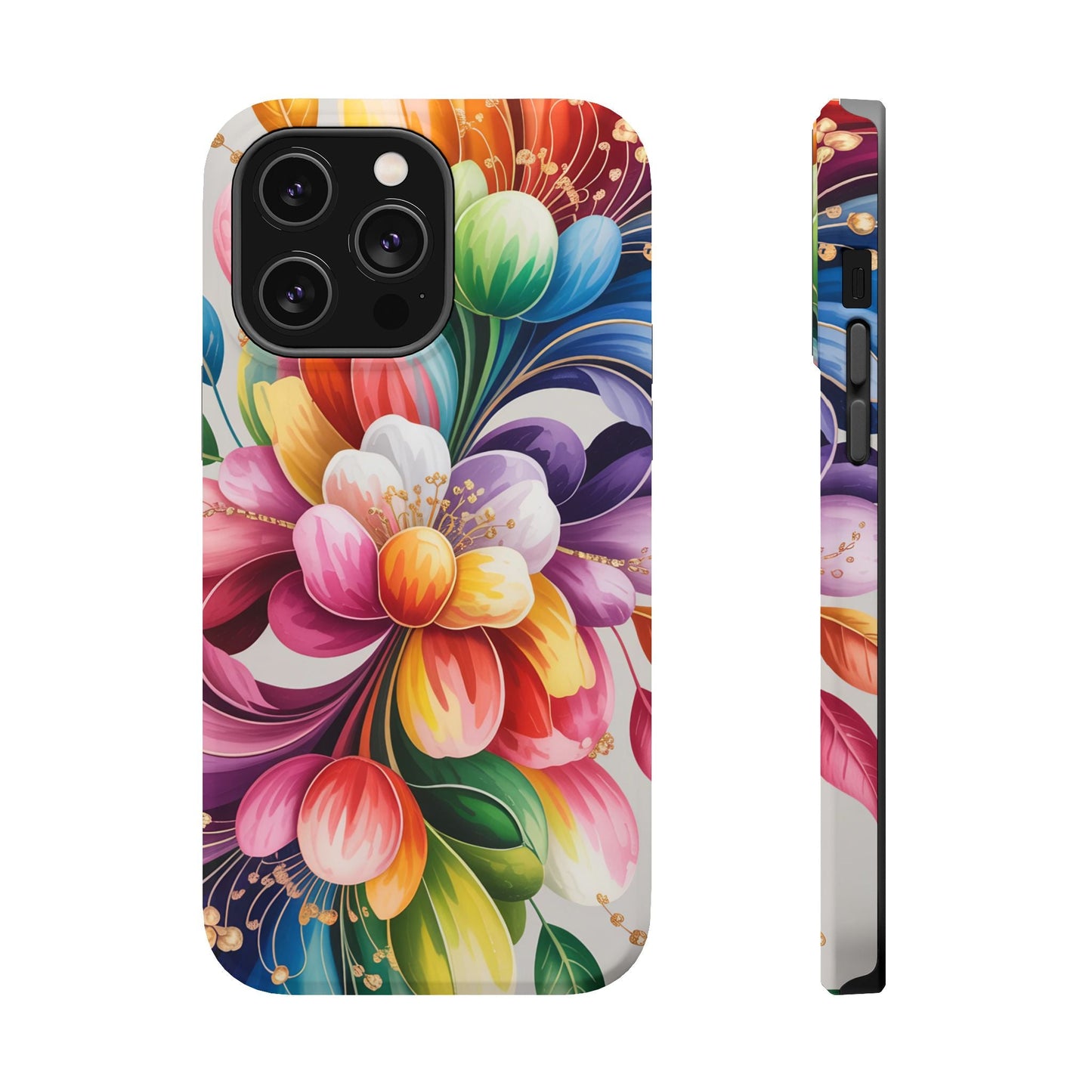 Vibrant Floral iPhone Case with colorful floral design, dual-layer protection, and MagSafe compatibility