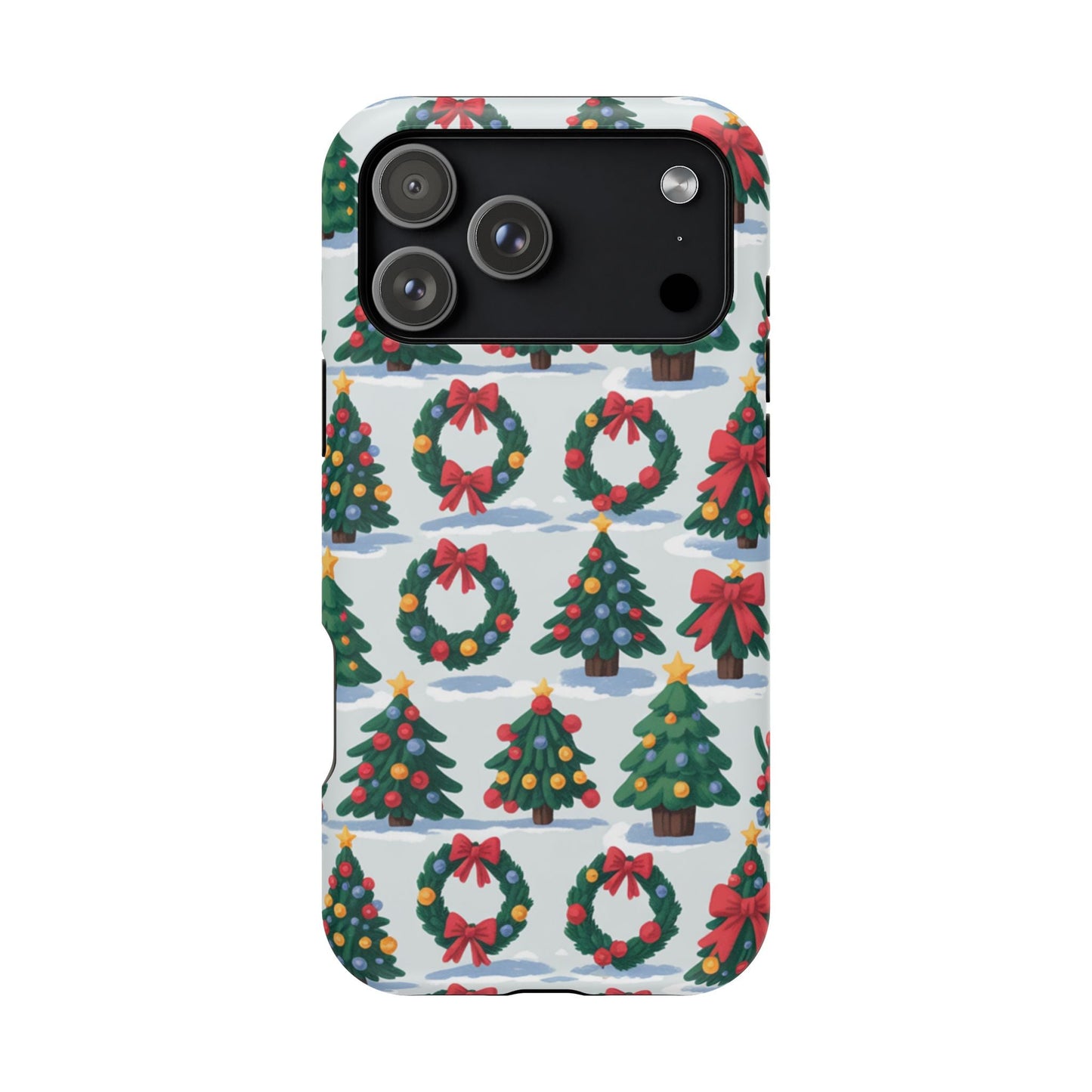 Holiday Tree and Wreath iPhone case with festive Christmas design and durable protection