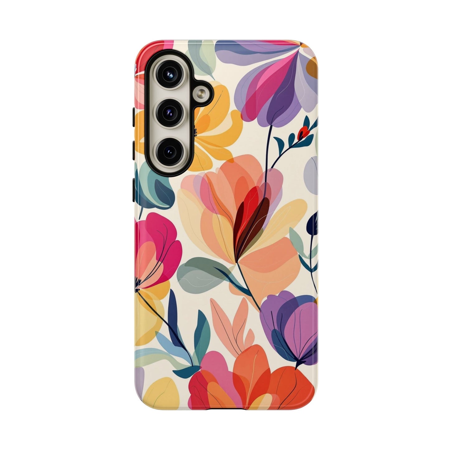 Watercolor floral Samsung tough case with colorful flower design and durable protective cover