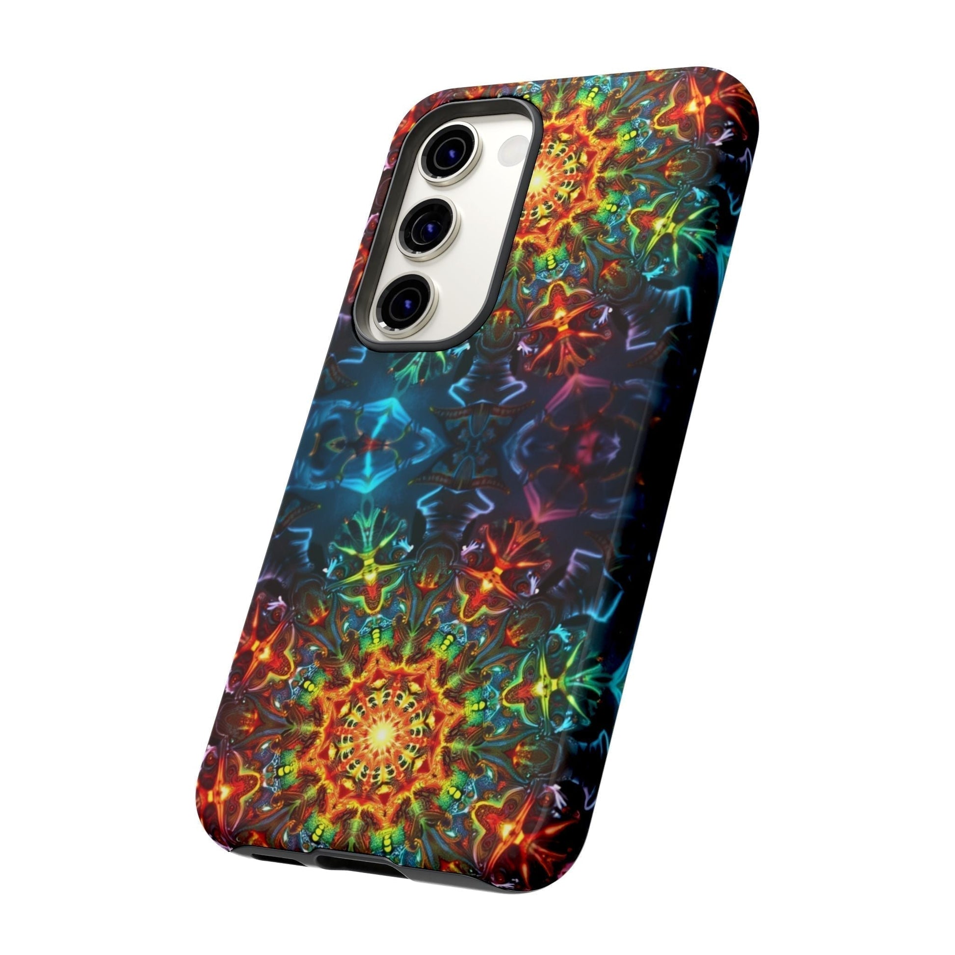Abstract Kaleidoscope Samsung phone case with vibrant multicolor geometric pattern and durable protective design
