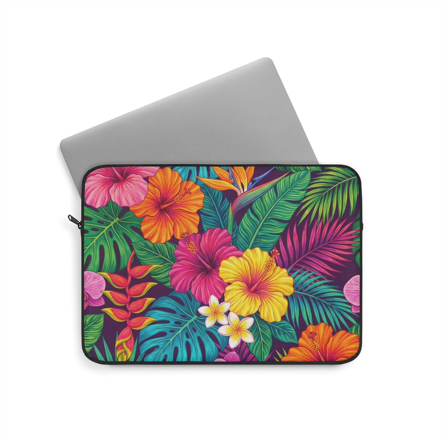 Vibrant Tropical Floral Laptop Sleeve — Colorful Hawaiian Flower Laptop Case