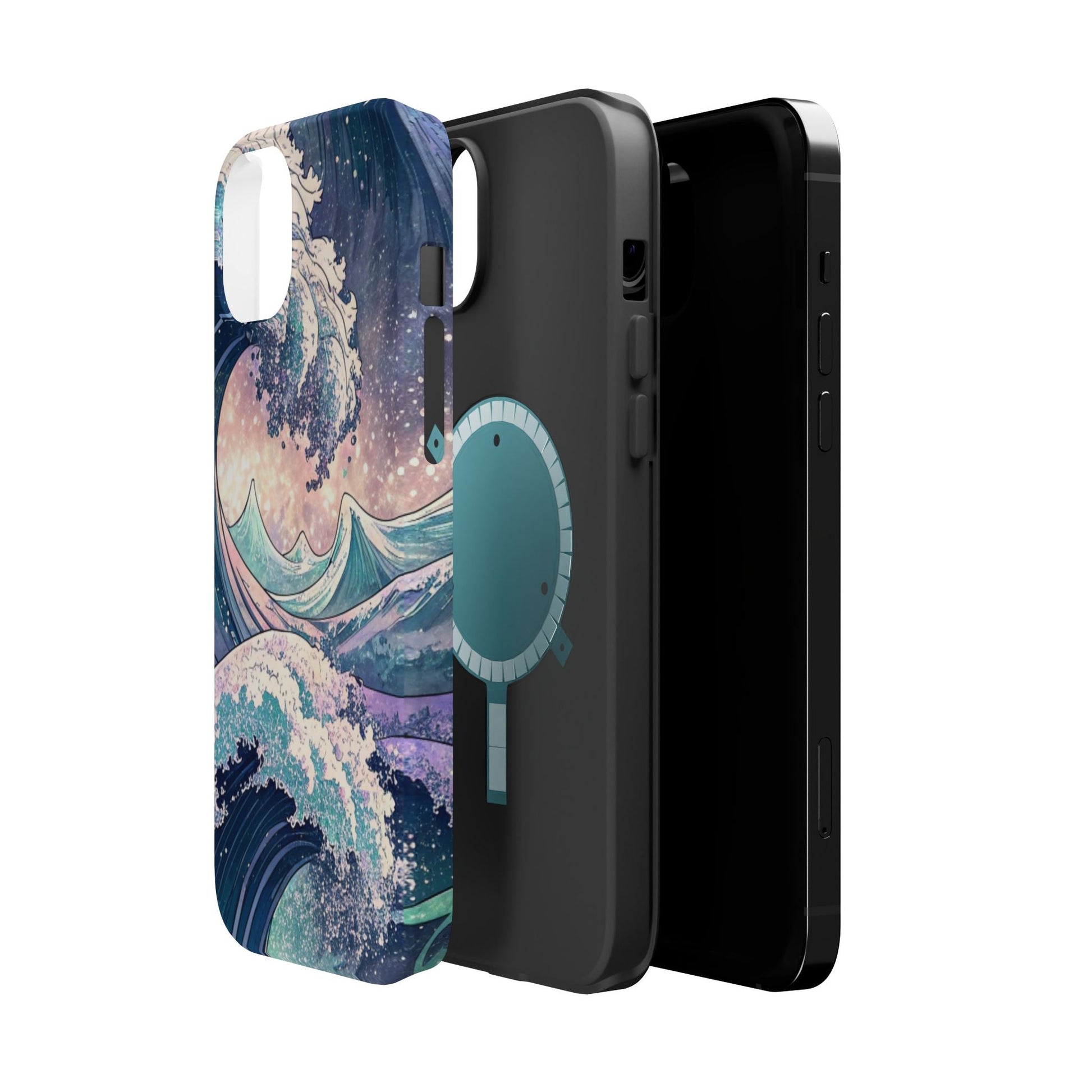 iPhone case with Crashing Waves Design, dual-layer polycarbonate protection, and MagSafe compatibility