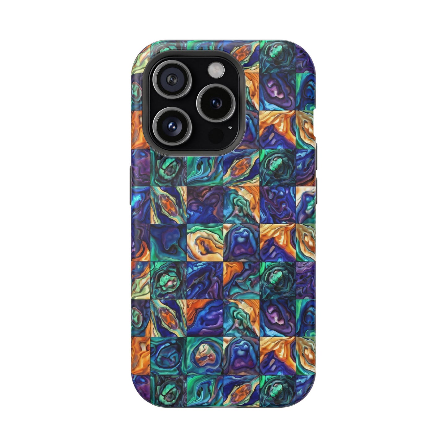 Abstract Purple & Green Seascape Magnetic Impact-Resistant iPhone Case