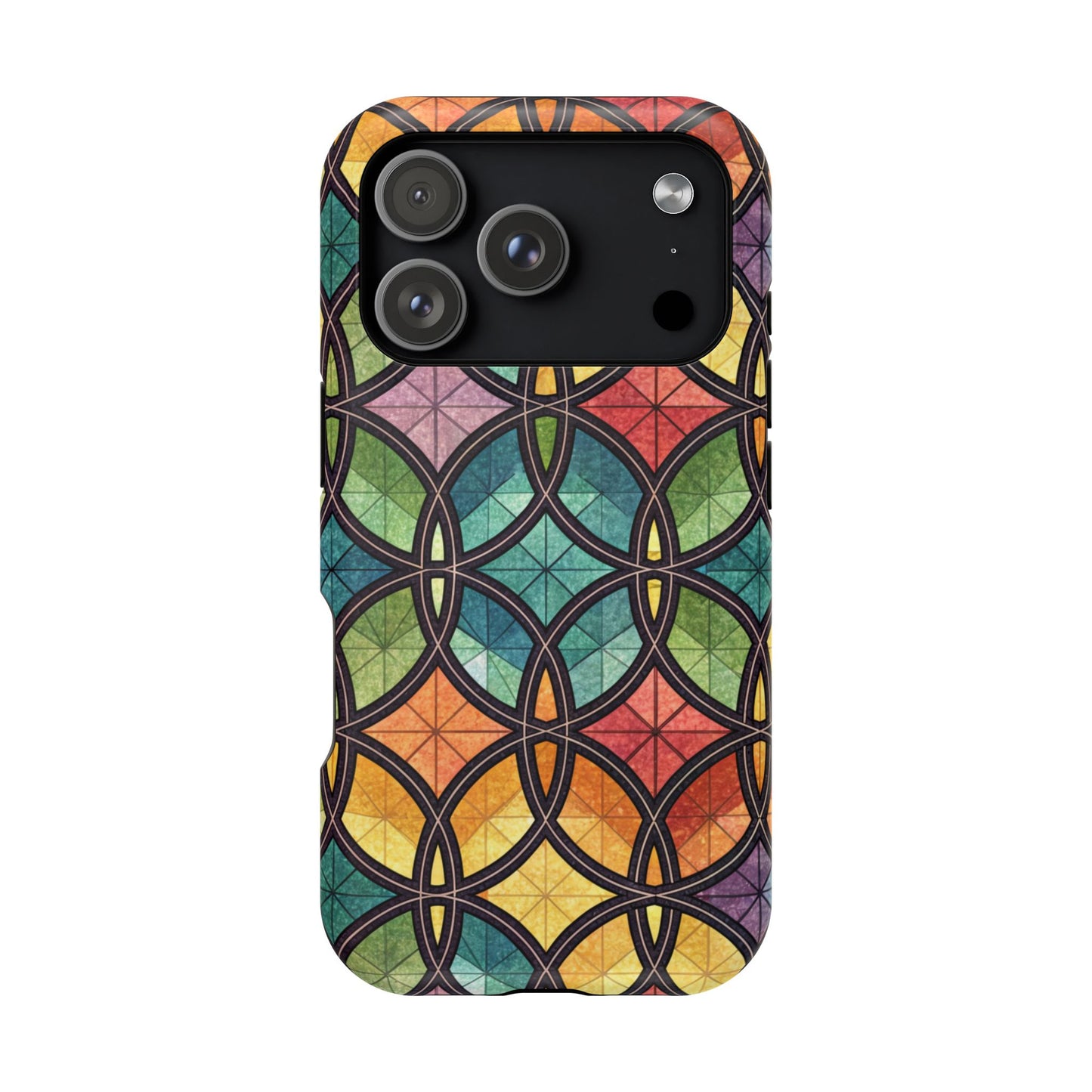 Rainbow Stain Glass iPhone Case – Durable MagSafe® Tough Phone Cover with Colorful Artistic Design