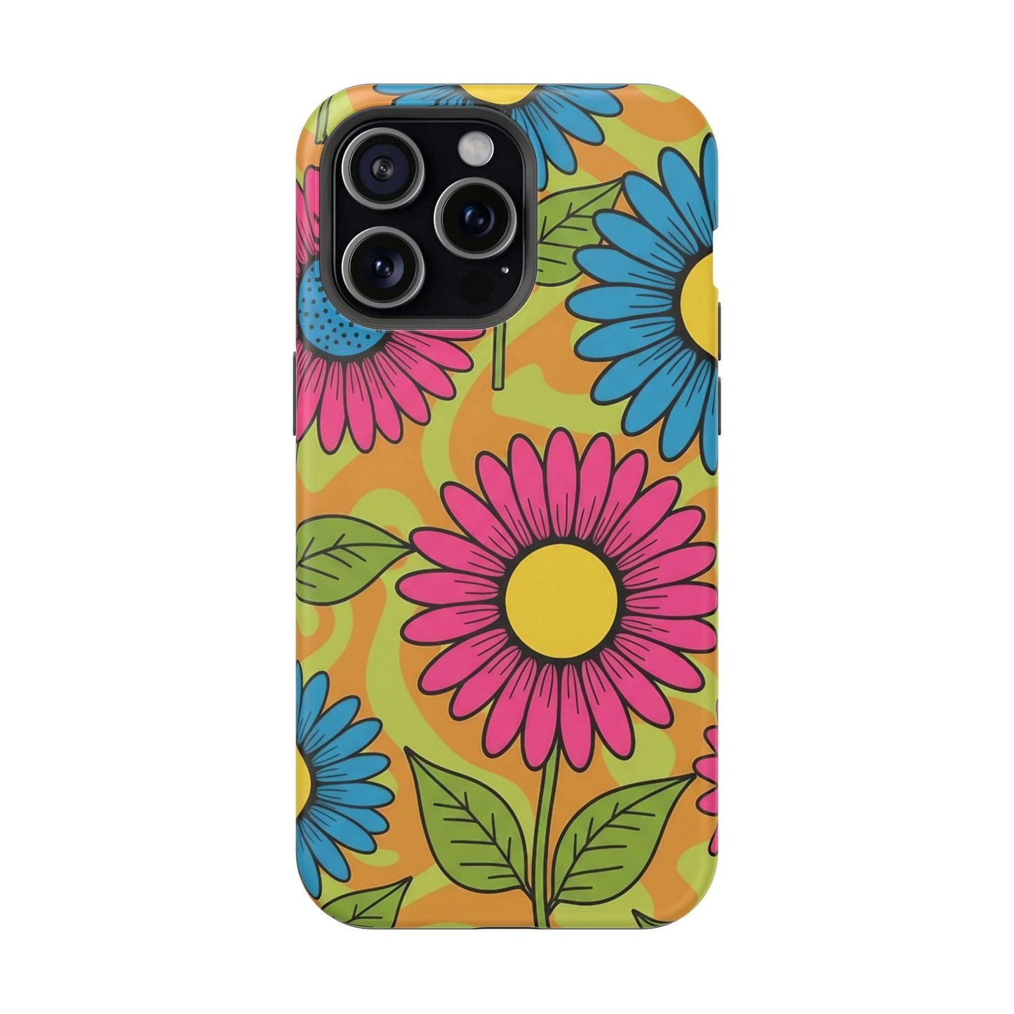Flower Child iPhone Tough Case with vibrant floral design and MagSafe compatibility