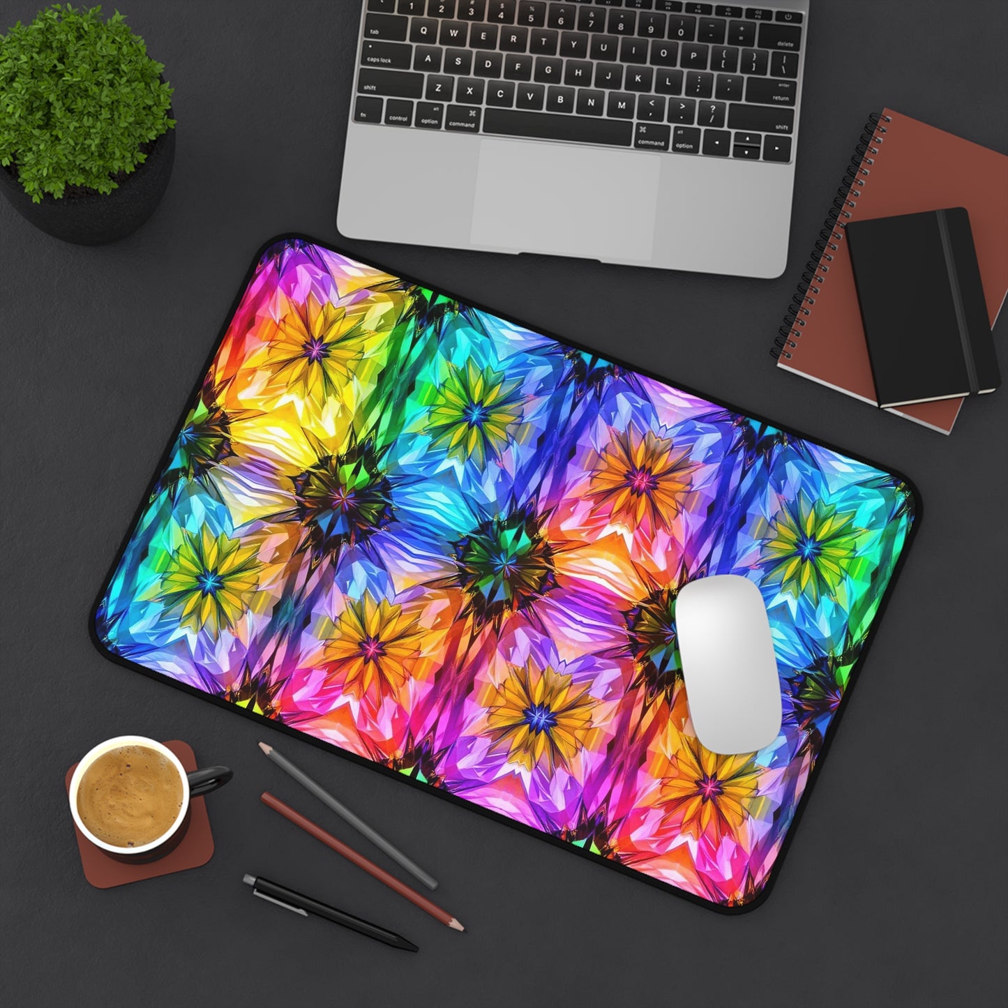 Rainbow Starburst Design Desk Mat