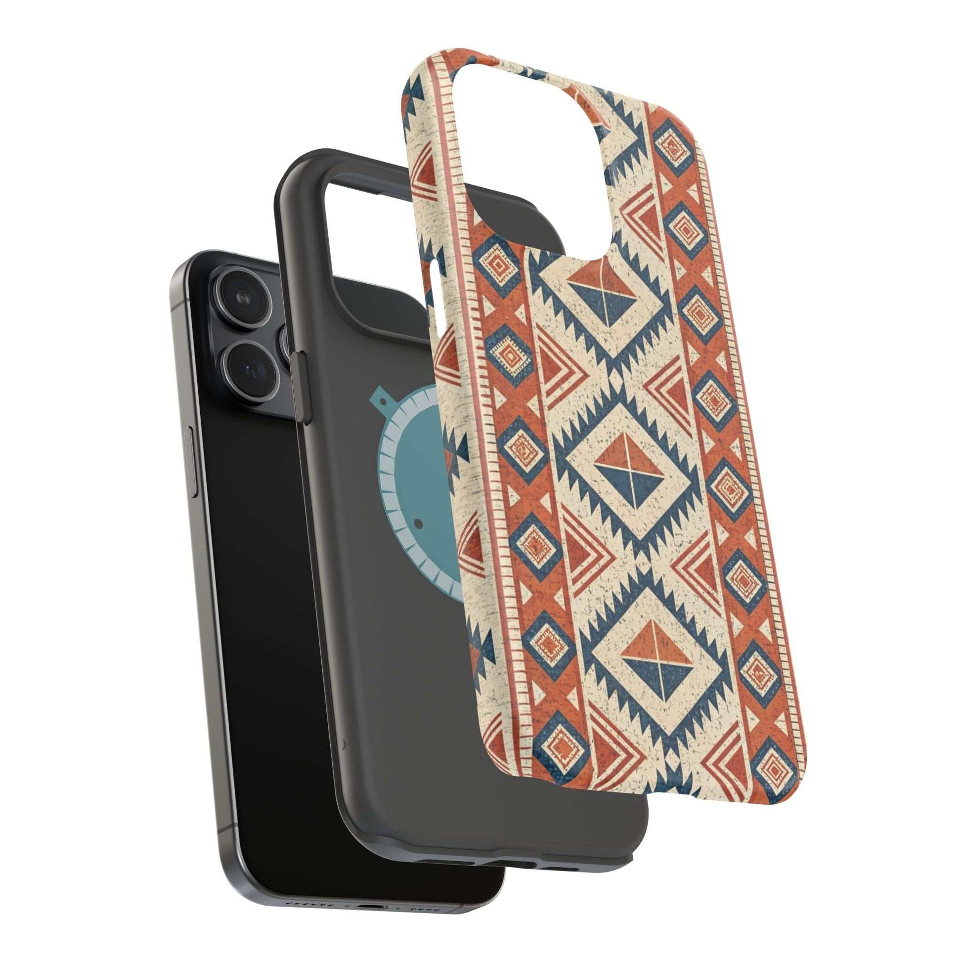 Tribal Inspired Pattern magnetic tough iPhone case with dual-layer durable protection and MagSafe compatibility