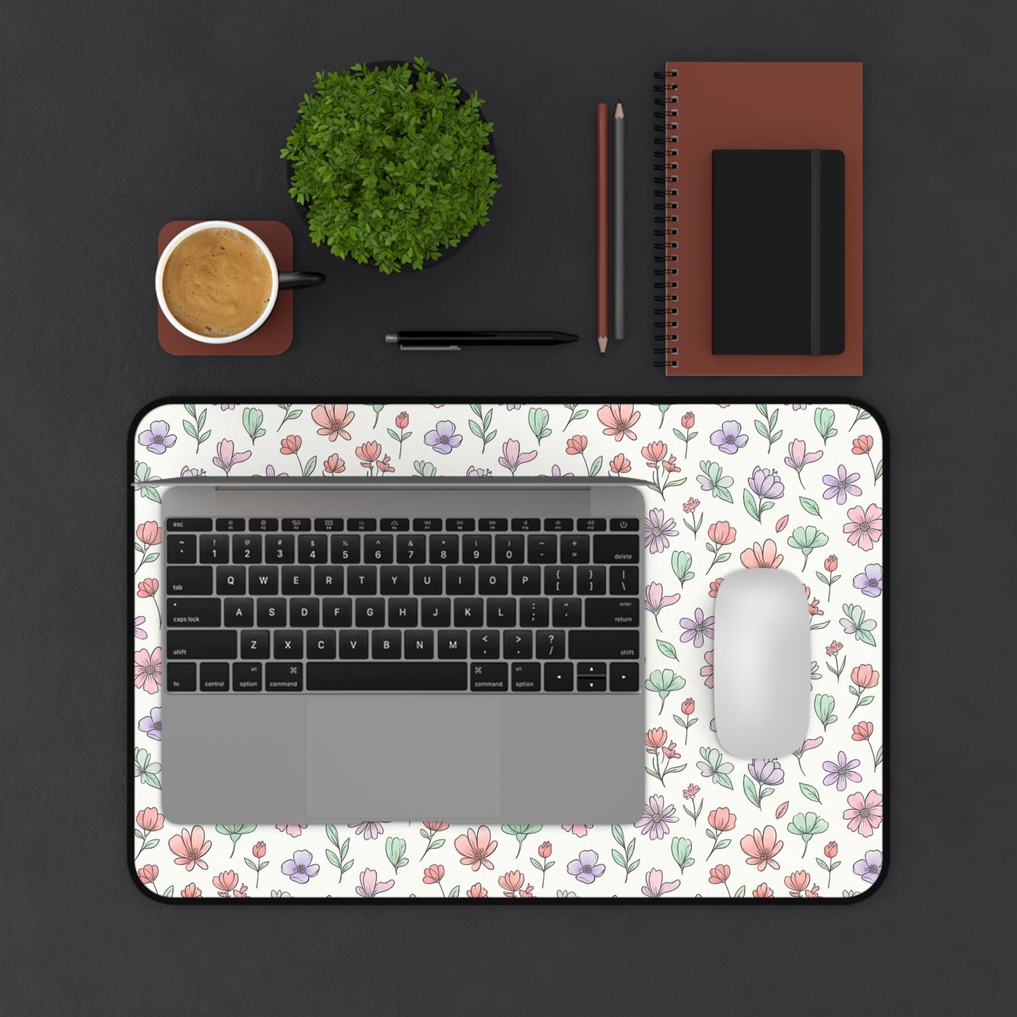 Artistic Floral Desk Mat — Botanical Flower Mouse Pad