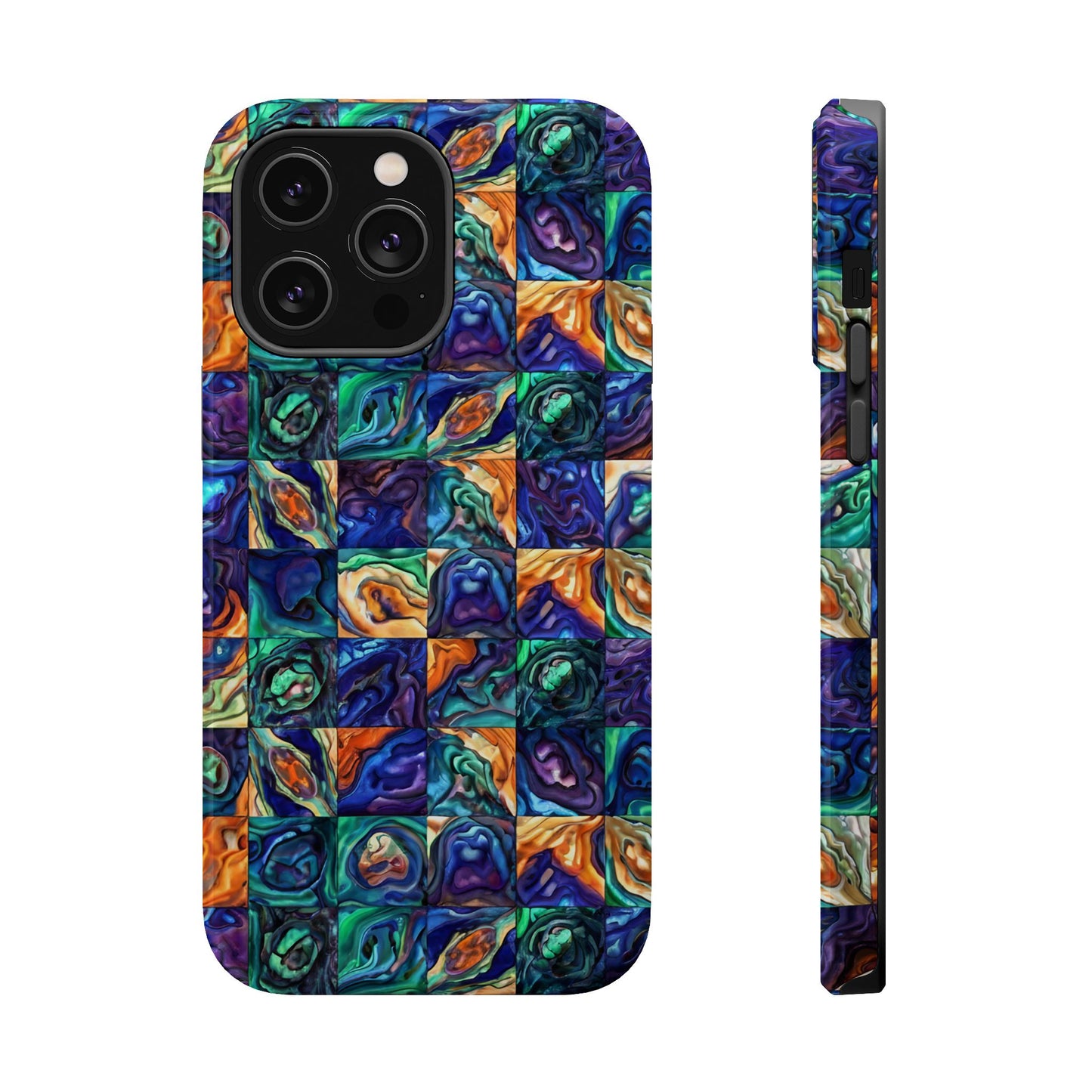 Abstract Purple & Green Seascape Magnetic Impact-Resistant iPhone Case