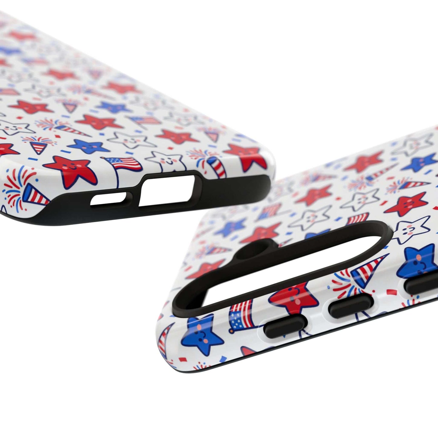 Kawaii 4th of July  Samsung Case – Cute Patriotic Phone Case, Fireworks Design, Shockproof Protective Cover