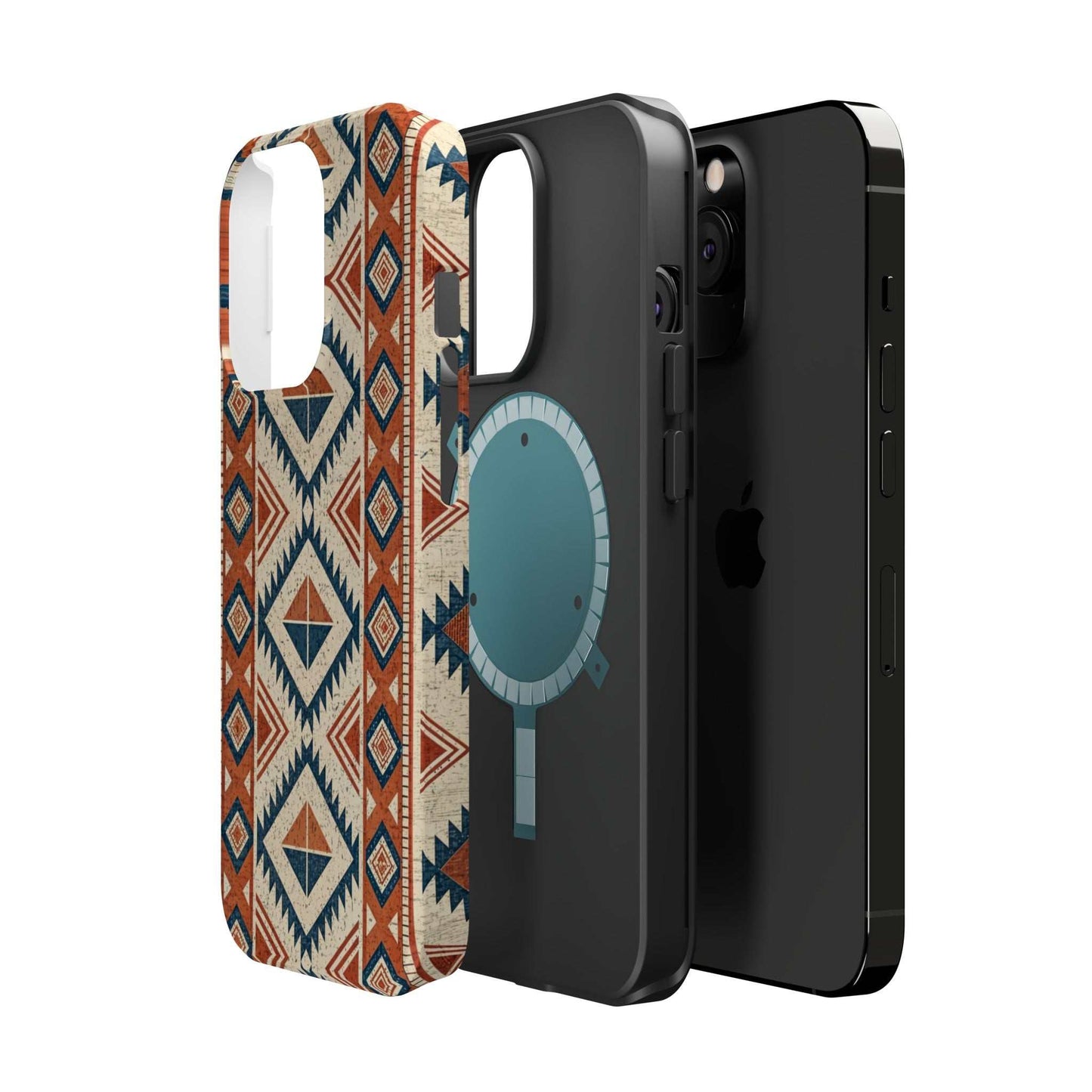 Tribal inspired pattern magnetic tough iPhone case with durable dual-layer protection and MagSafe compatibility