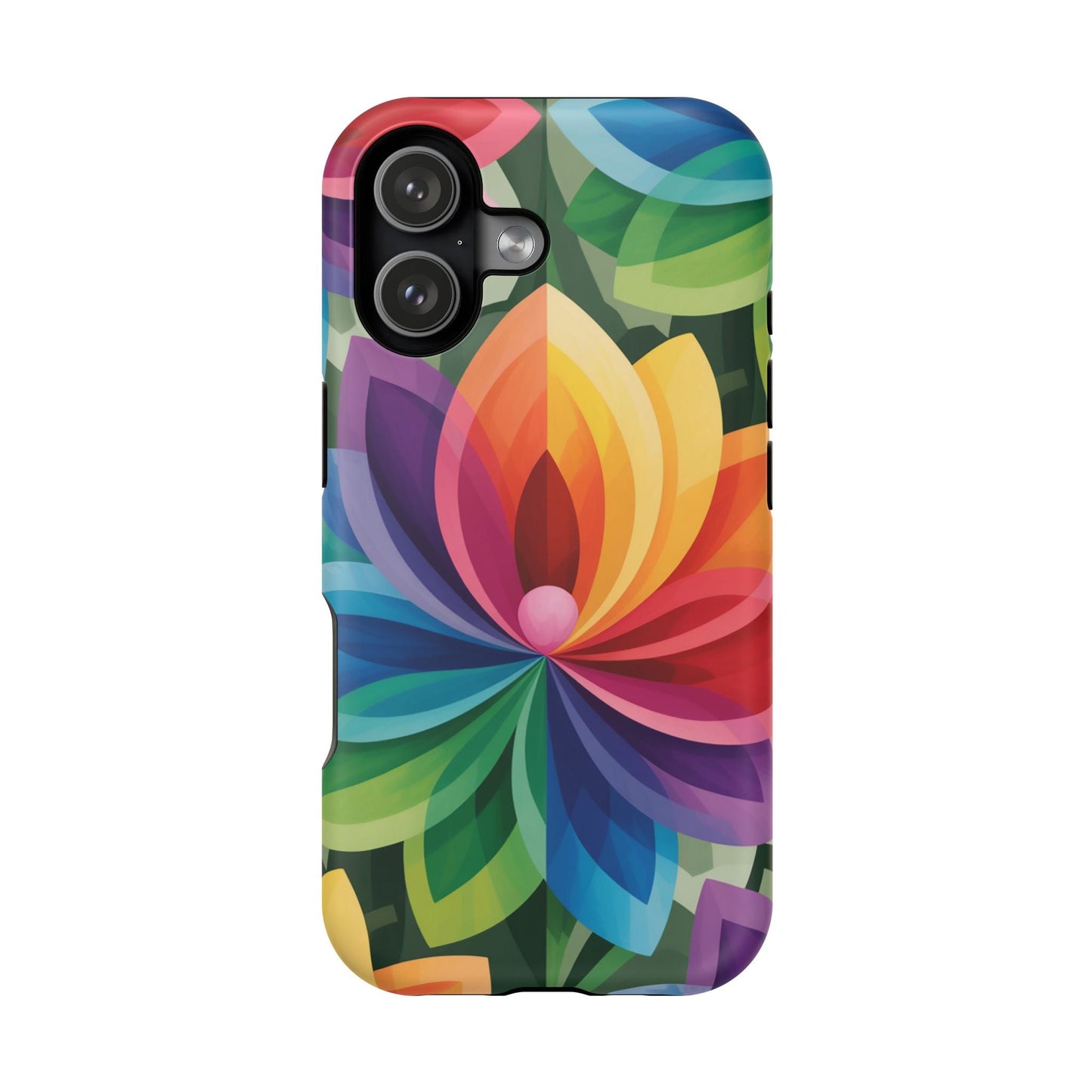 Colorful Rainbow Flower iPhone Case with vibrant floral design and durable protective shell