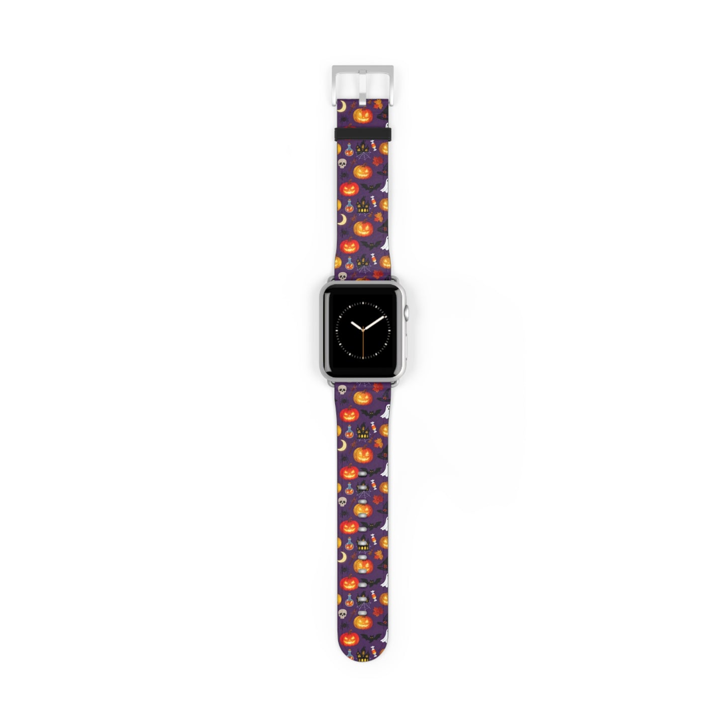 Halloween Pumpkin Pattern Watch Band — Spooky Orange Jack-O'-Lantern Apple Watch Strap