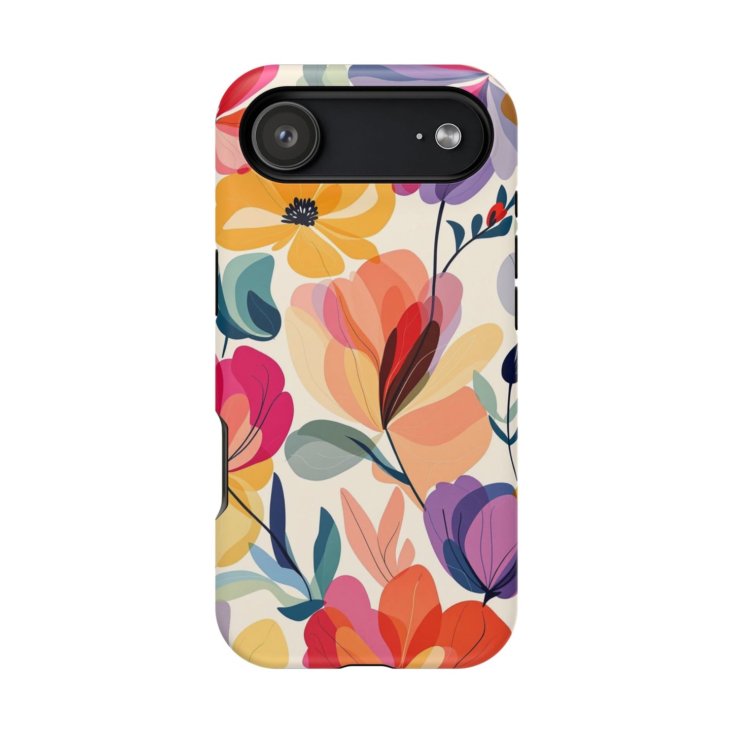 Watercolor floral iPhone case with vibrant artistic flower design and durable protective cover