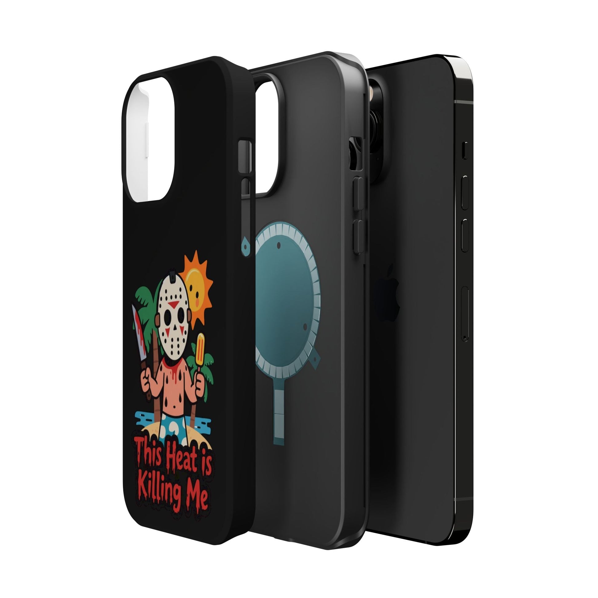 Summerween inspired iPhone case with "This Heat is Killing Me" funny design and MagSafe compatibility