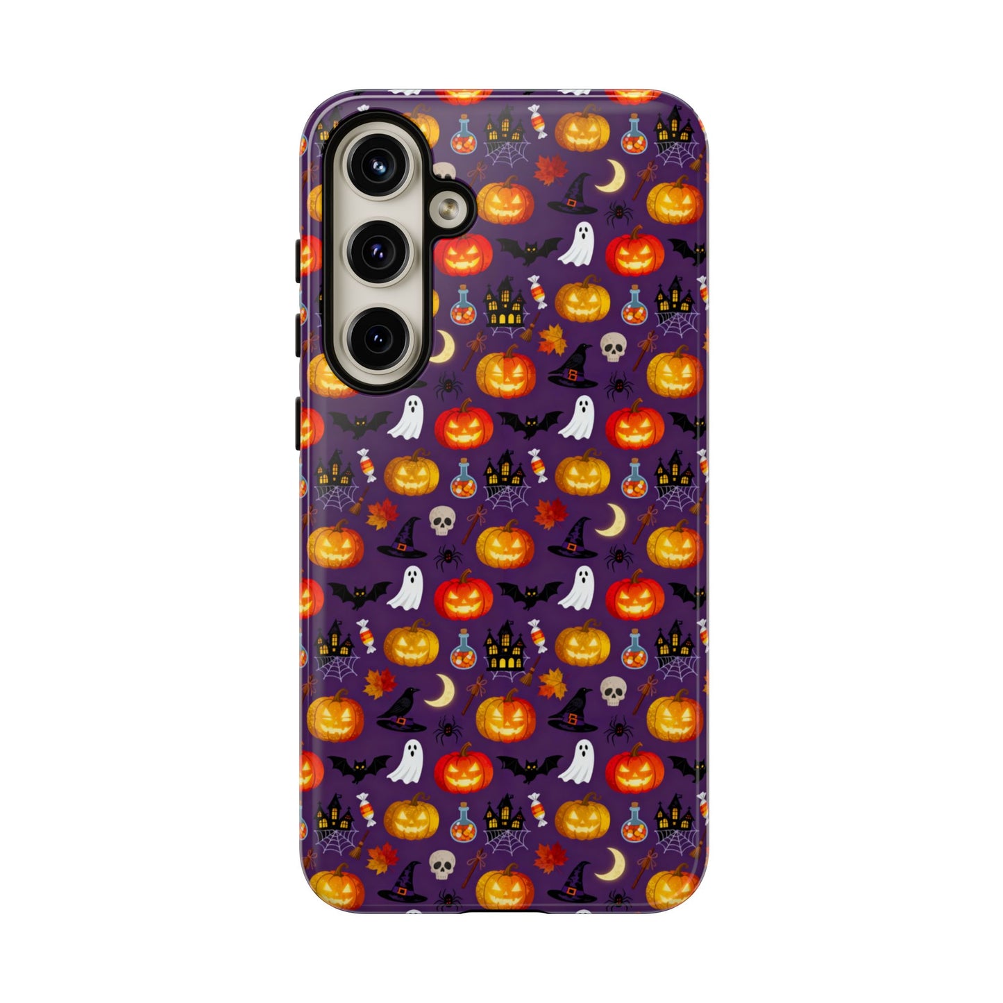 Halloween Pattern Tough Phone Case — Cute Pumpkin, Ghost & Skull
