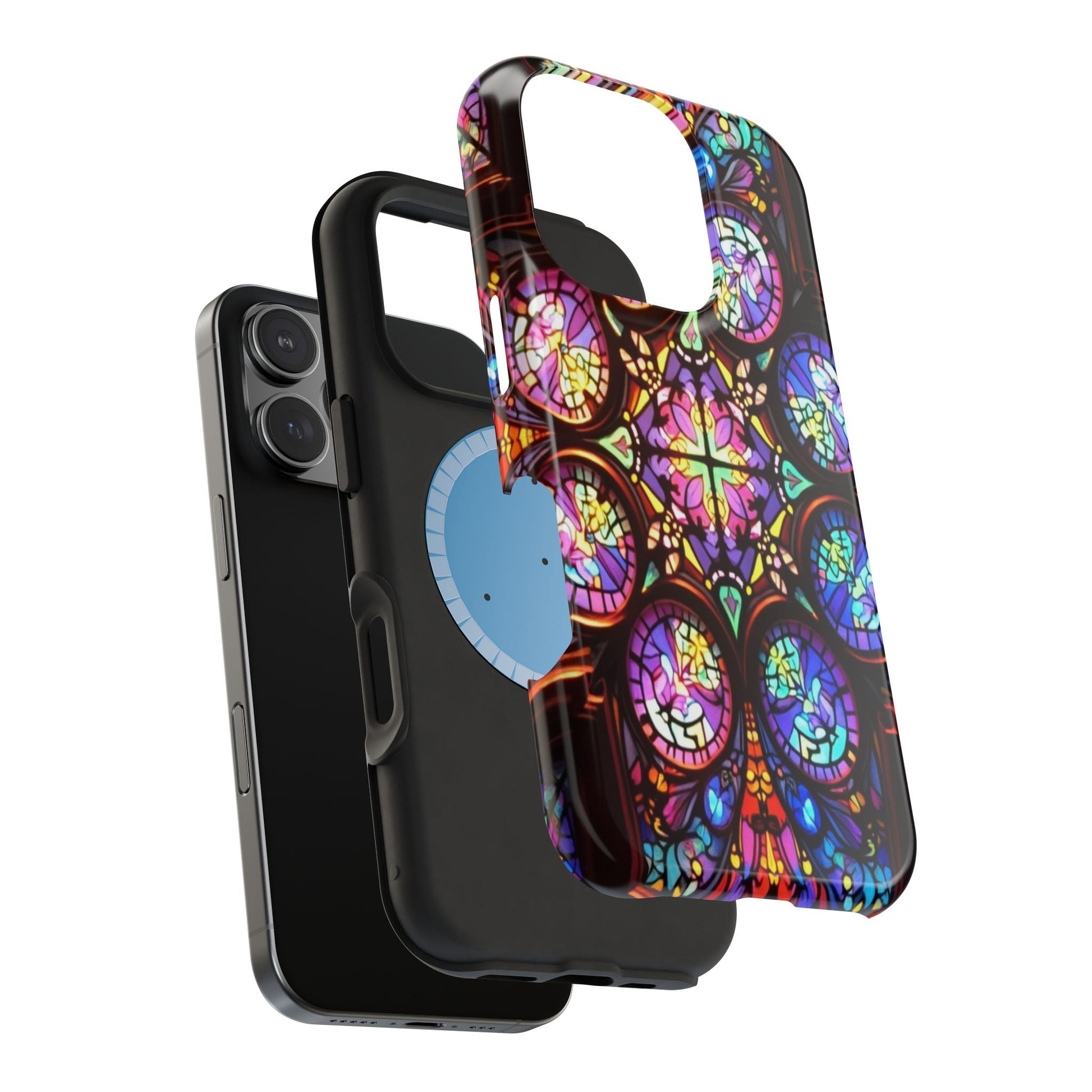 Colorful Hypnotic Stain Glass iPhone tough case with vibrant stained-glass design and durable protective layers