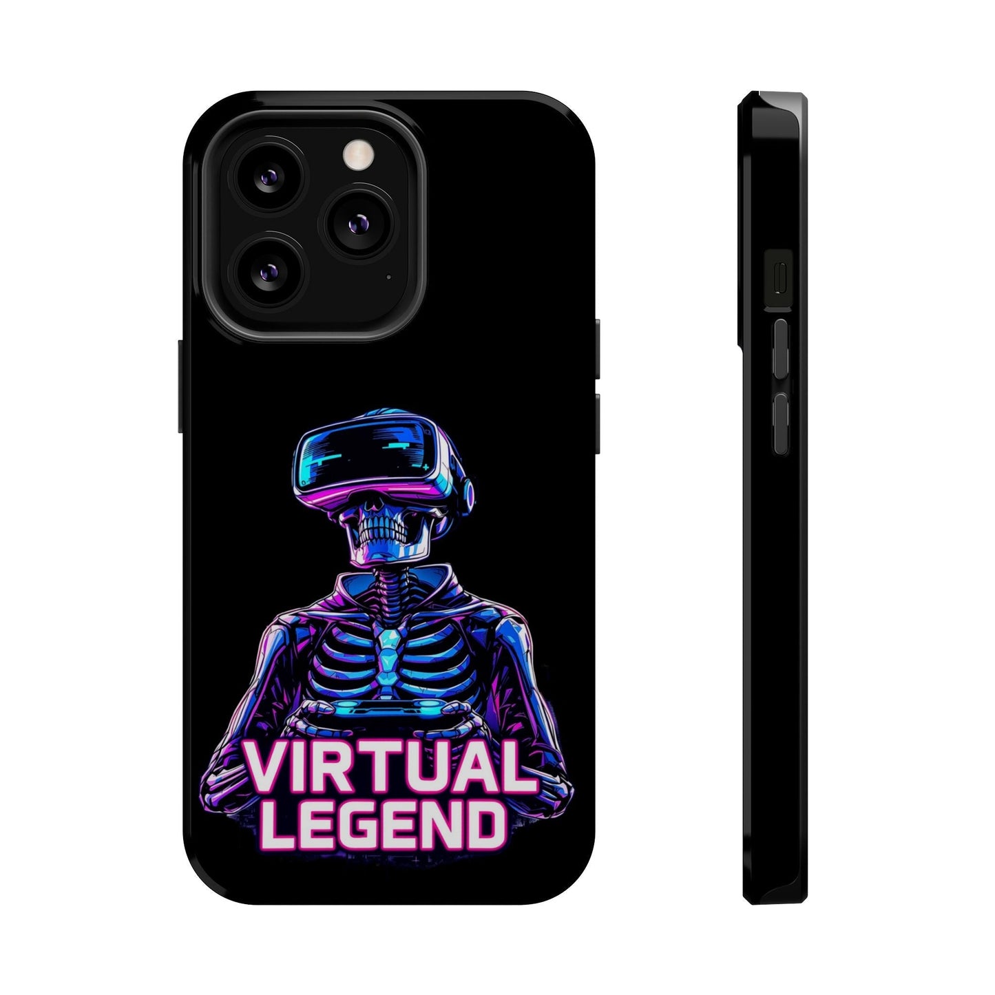 Virtual Legend Gamer iPhone tough case with vibrant skeleton VR design and MagSafe compatibility