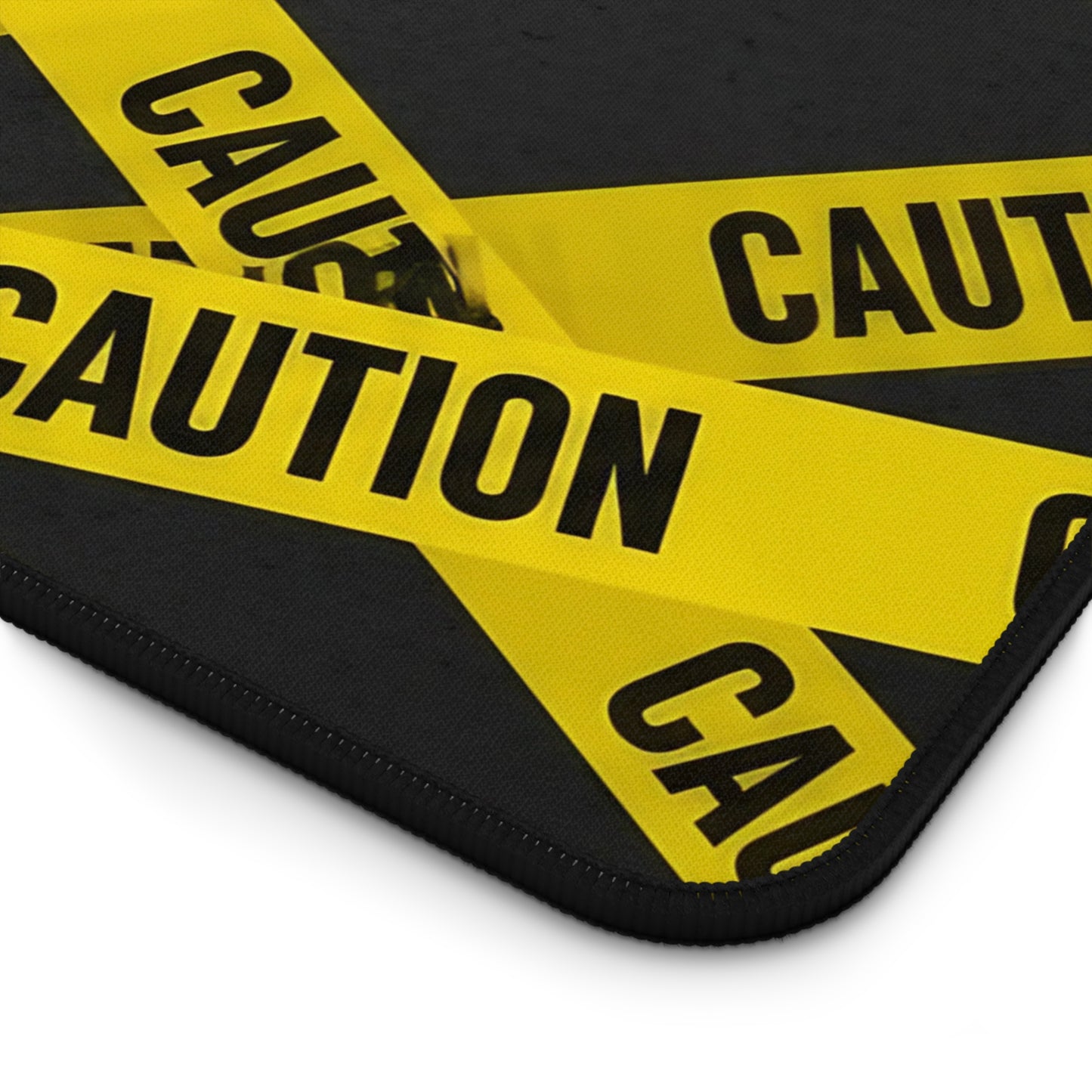 Desk Mat - Caution Tape Office Desk Accessory, Work from Home Gift, Modern Desk Pad