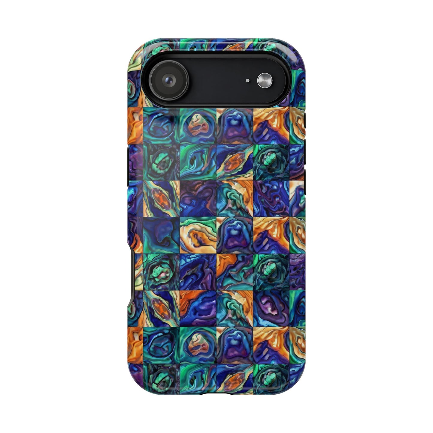 Abstract Purple & Green Seascape Magnetic Impact-Resistant iPhone Case