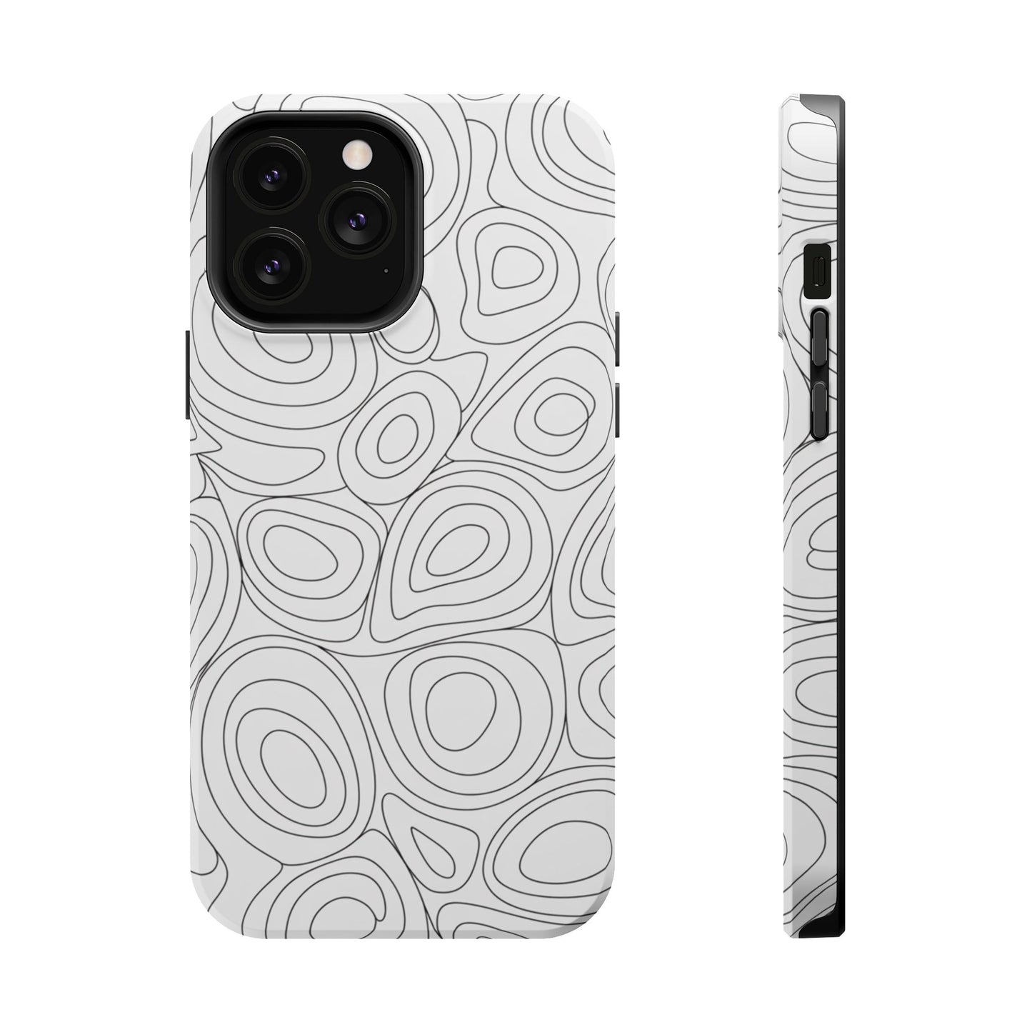 Black and White Abstract Circles Design iPhone Tough Case