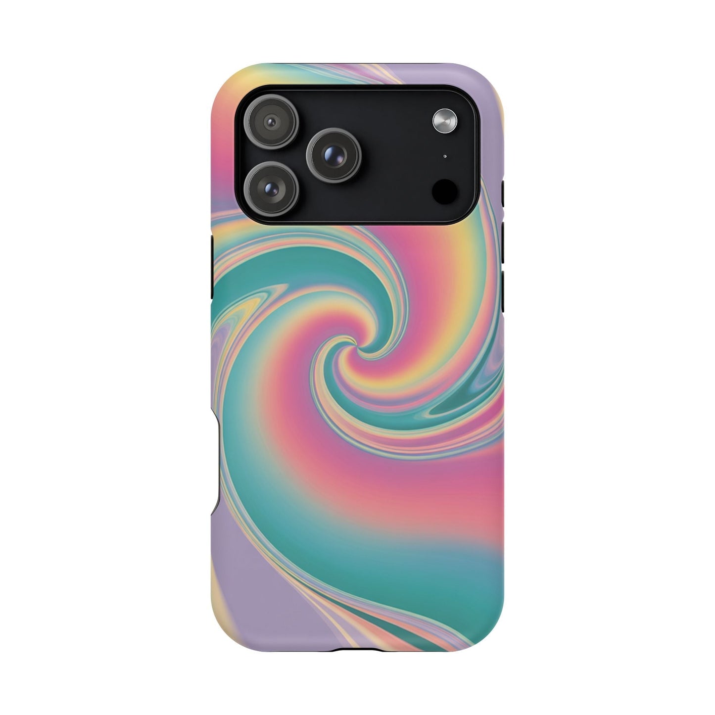 Vibrant Cotton Candy swirl pattern iPhone tough case with pastel colors and MagSafe compatibility