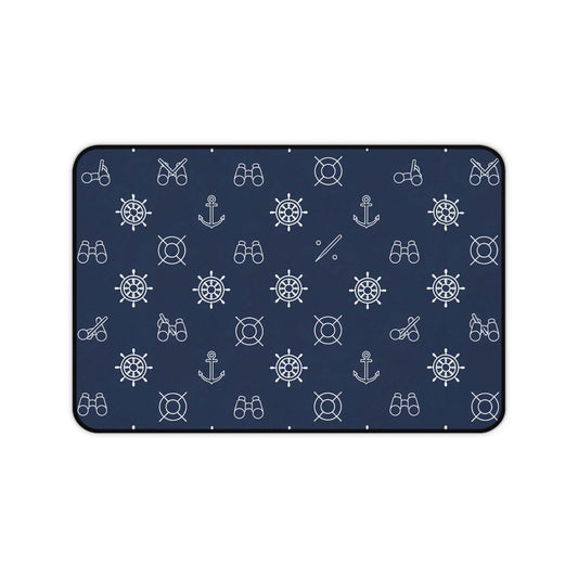 Nautical minimalist desk mat with deep navy tones and non-slip neoprene backing