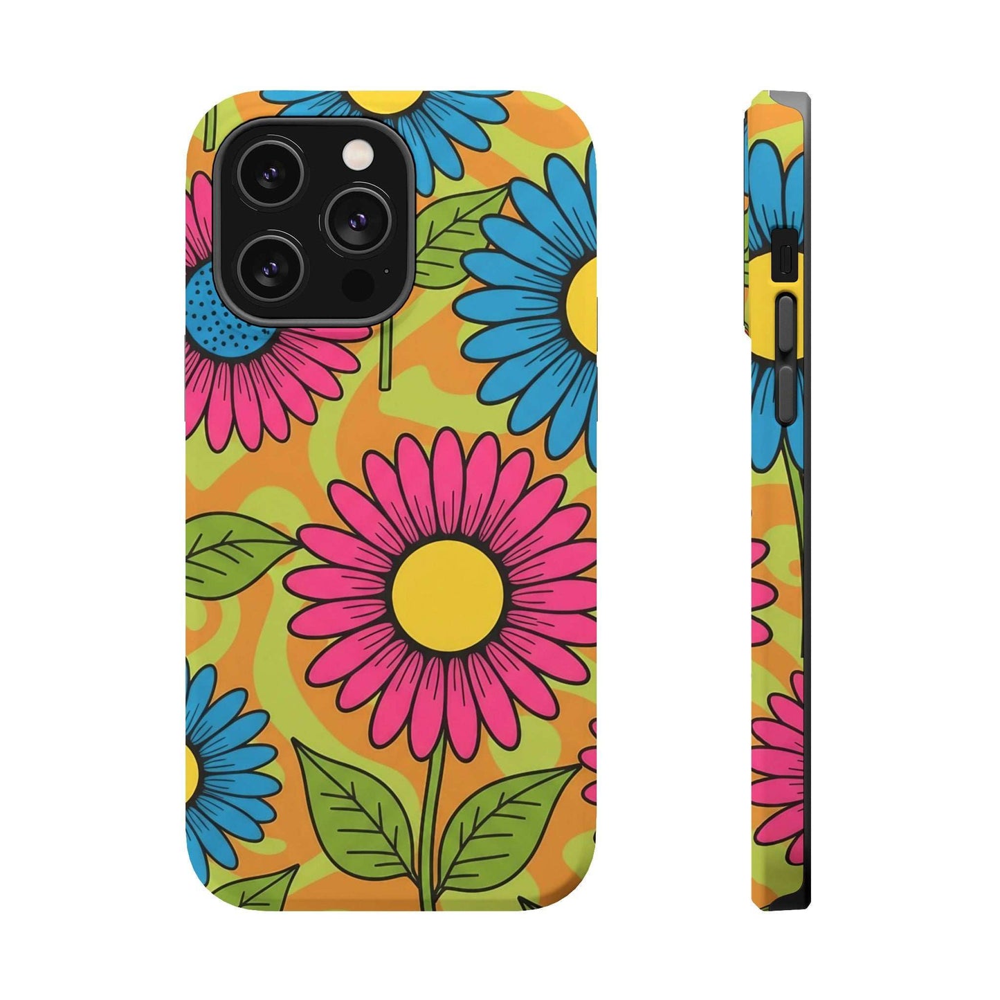 Colorful Flower Child iPhone Tough Case with magnetic impact-resistant protection and vibrant floral design