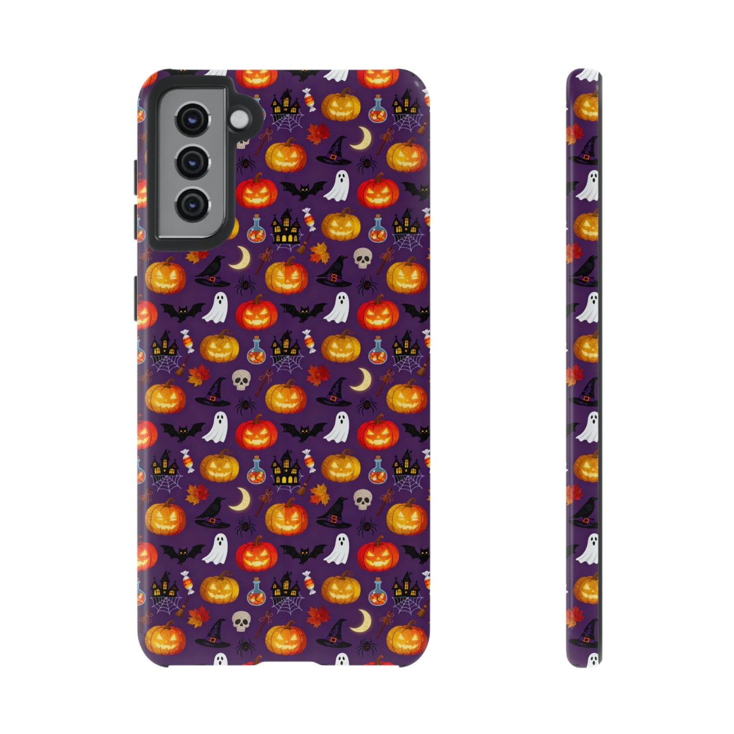 Halloween Pattern Tough Phone Case — Cute Pumpkin, Ghost & Skull