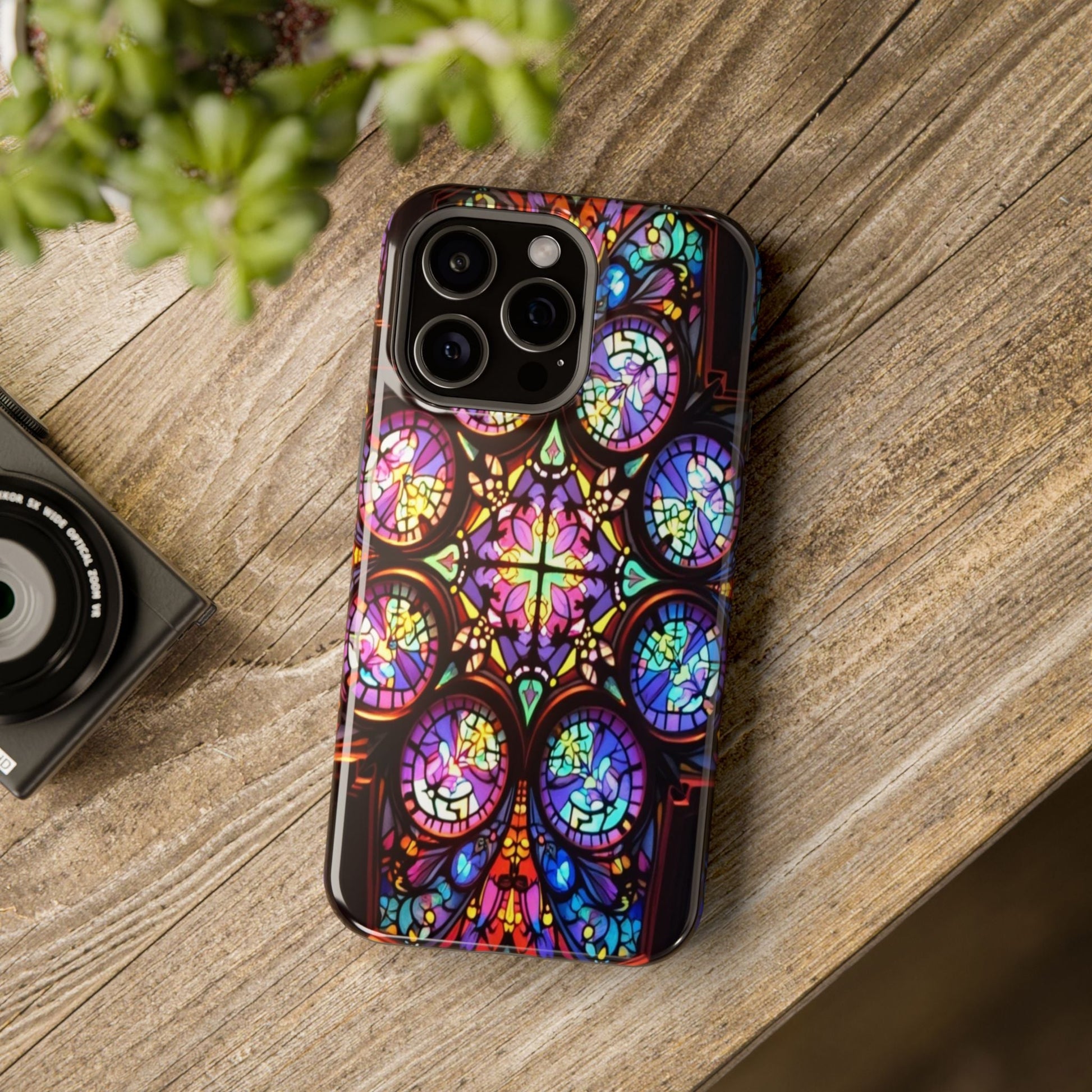 Colorful Hypnotic Stain Glass iPhone tough case with vibrant stained-glass pattern and durable protection