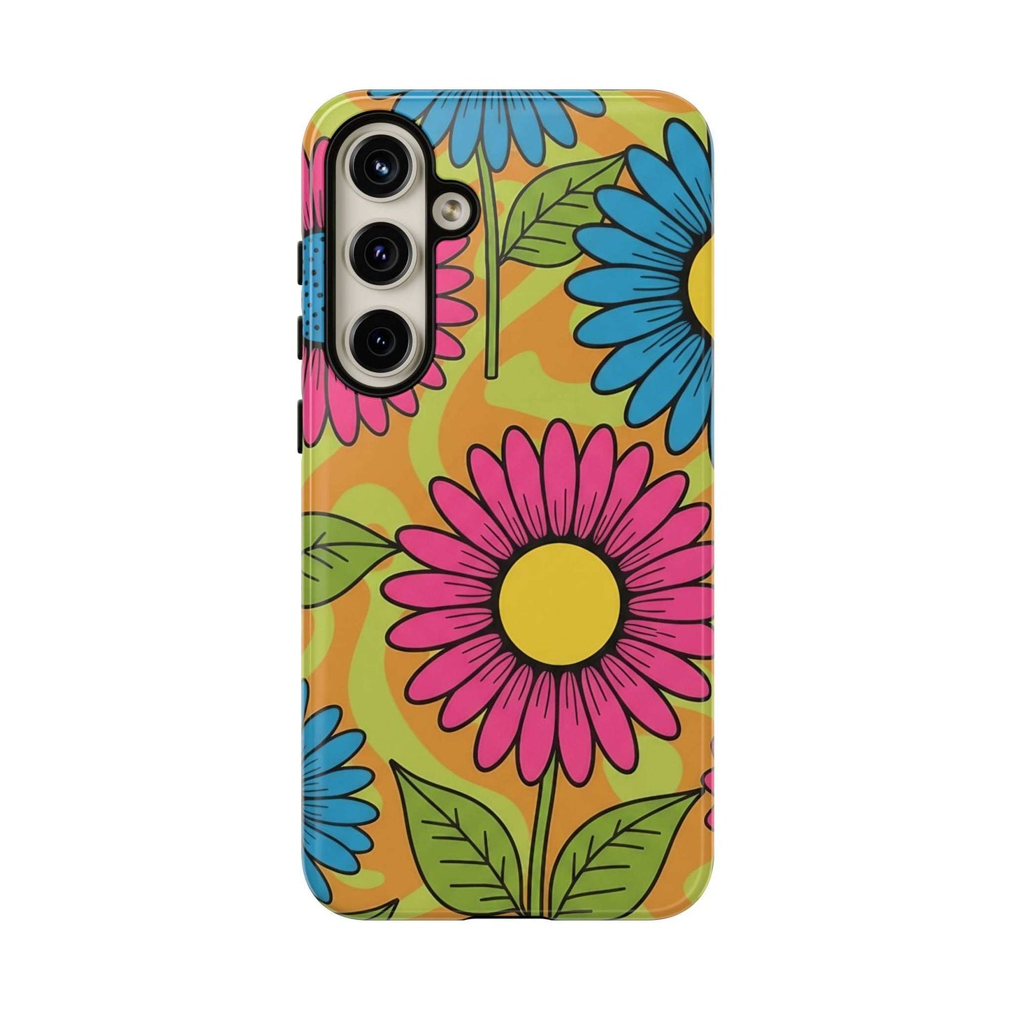 Samsung Tough Case with colorful floral Love Child design, durable impact-resistant phone cover