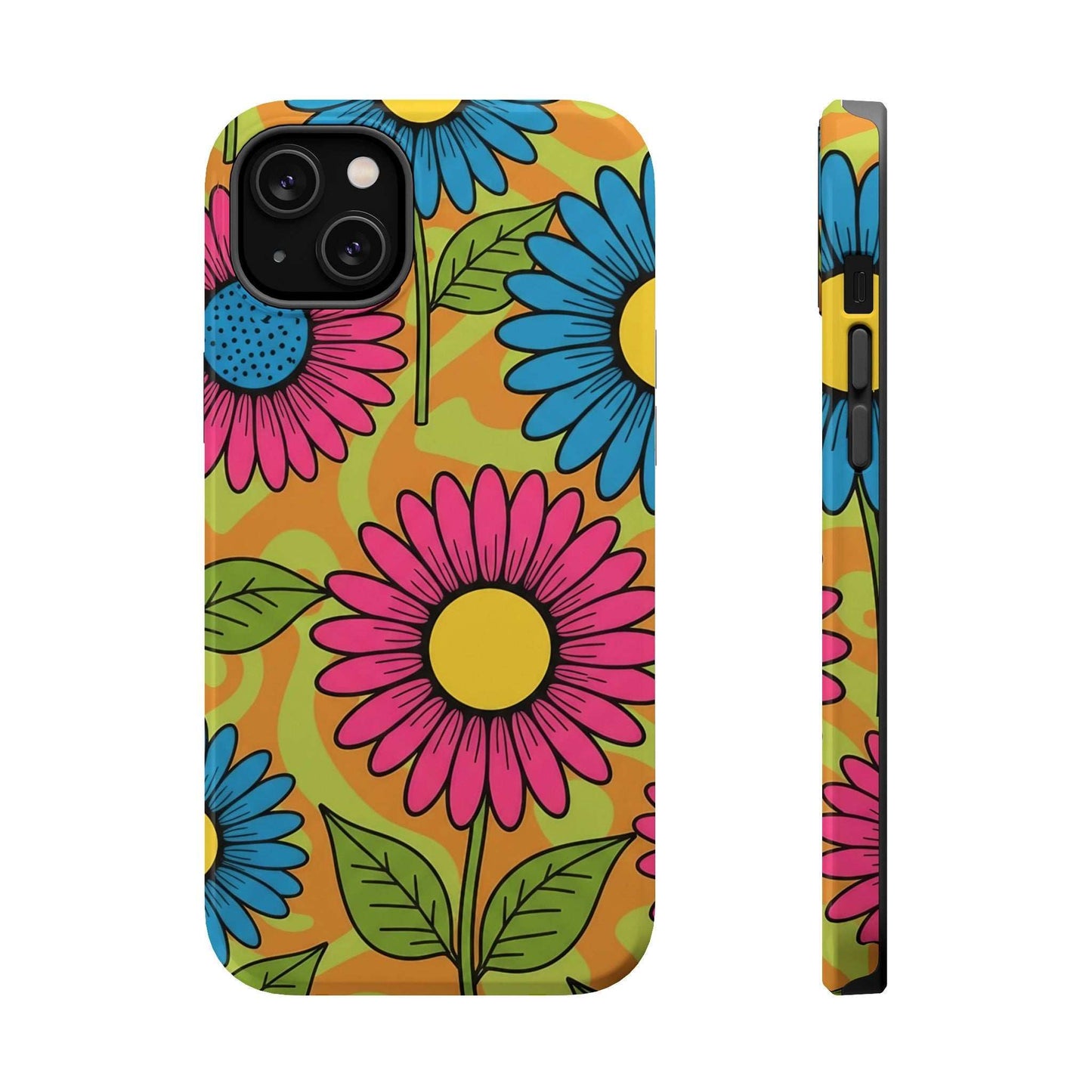 Flower Child iPhone Tough Case with colorful floral design and magnetic impact-resistant protection